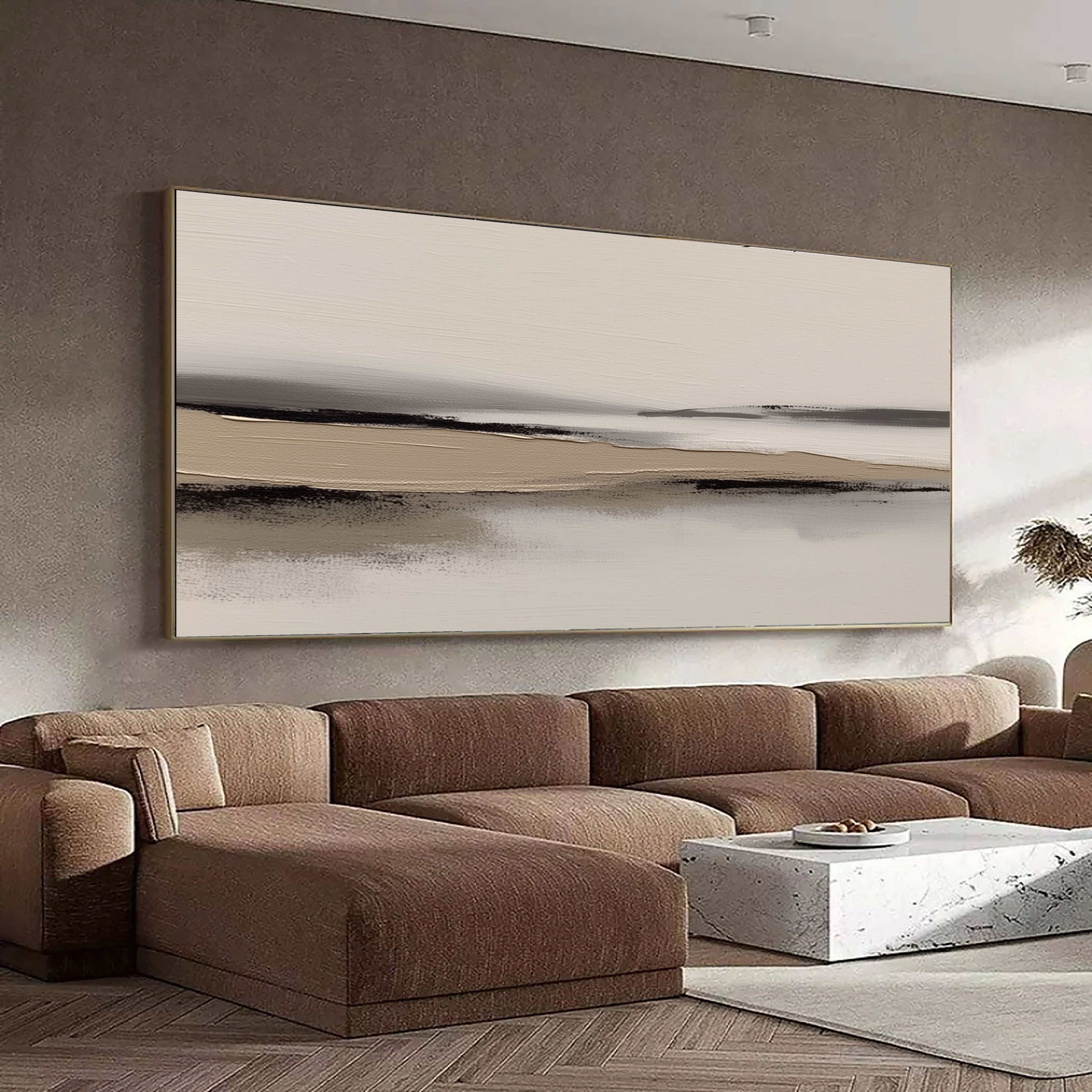 Textured Minimal Horizon | Beige Black