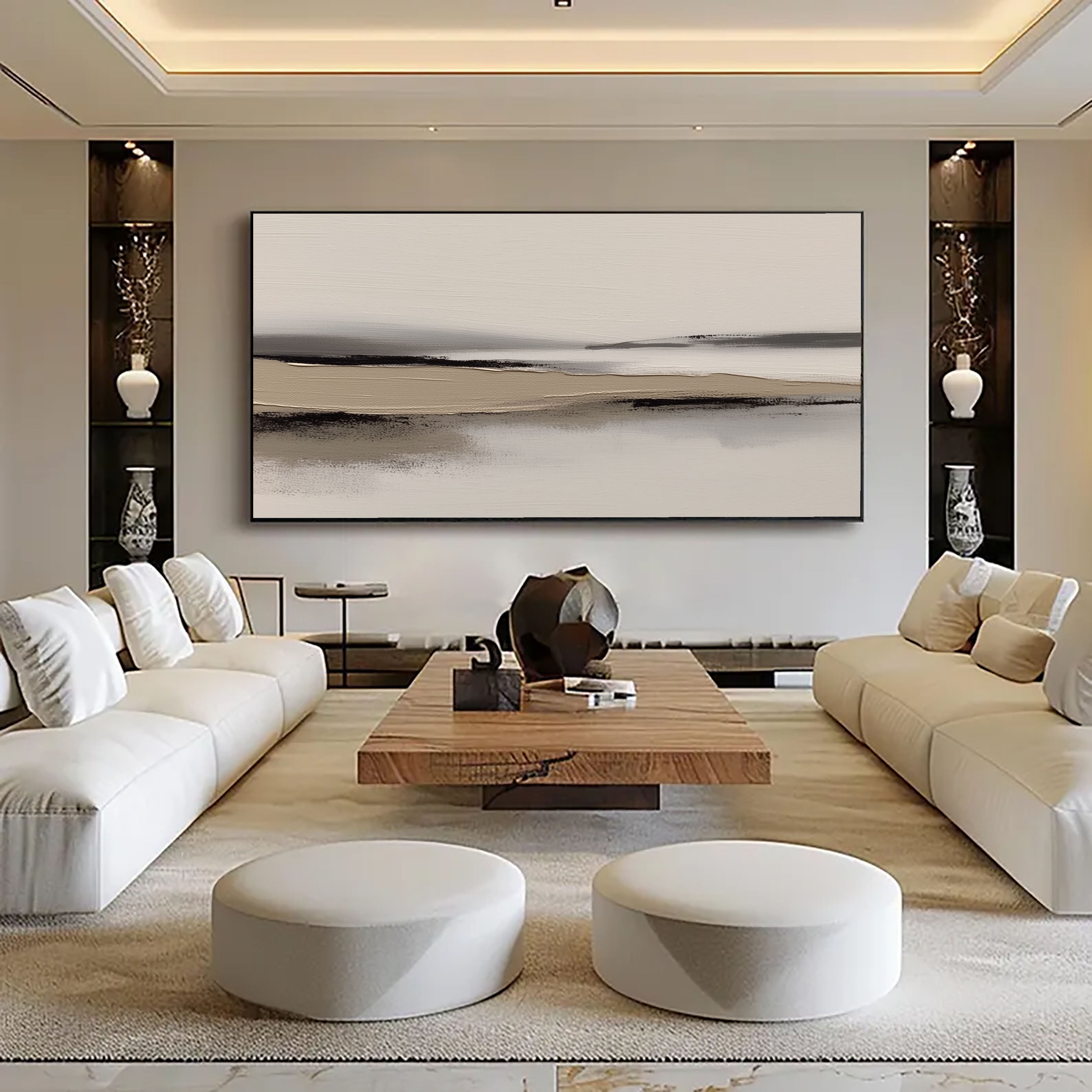 Strukturierter Minimal Horizon | Beige Schwarz