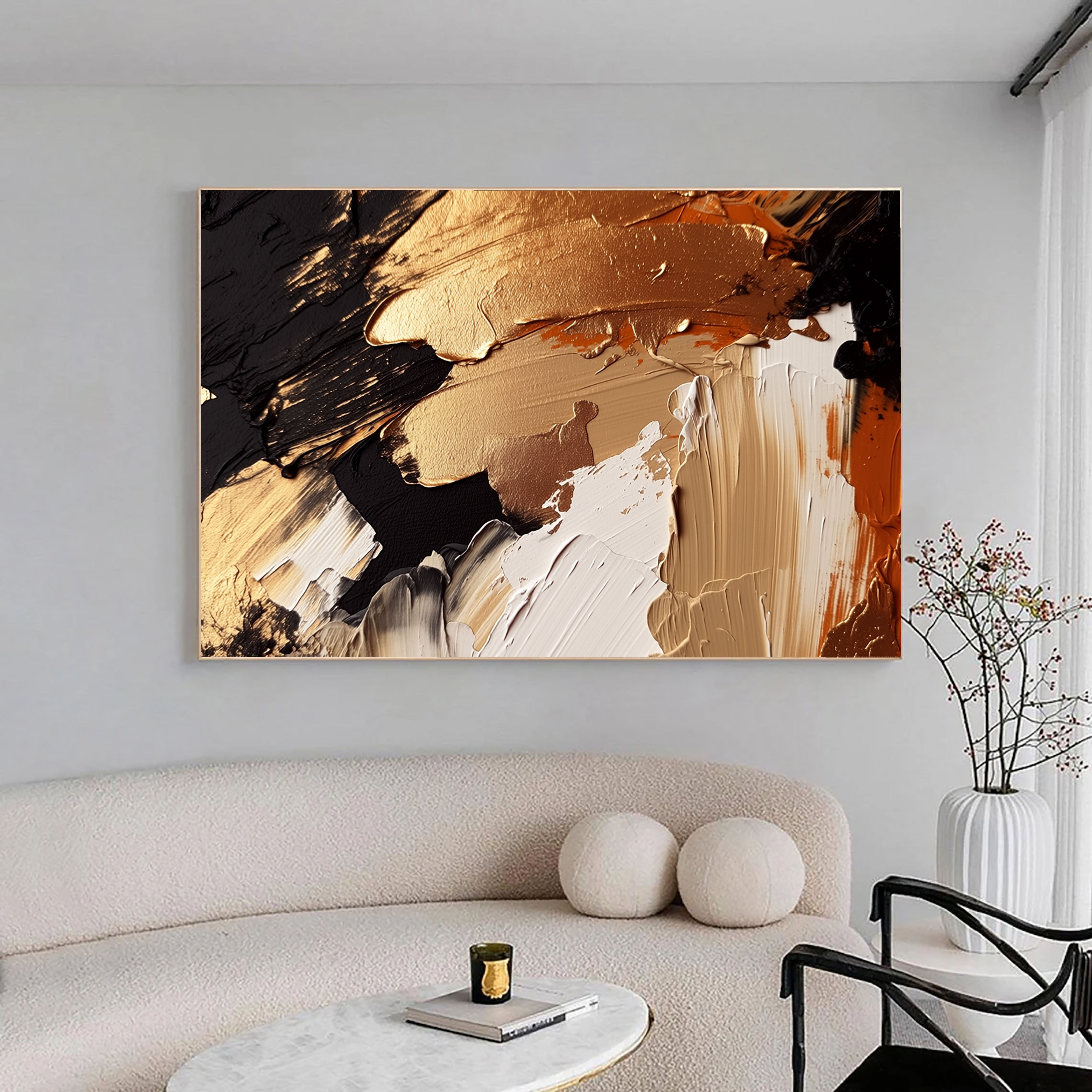 Strukturiertes vergoldetes Impasto | Gold Schwarz