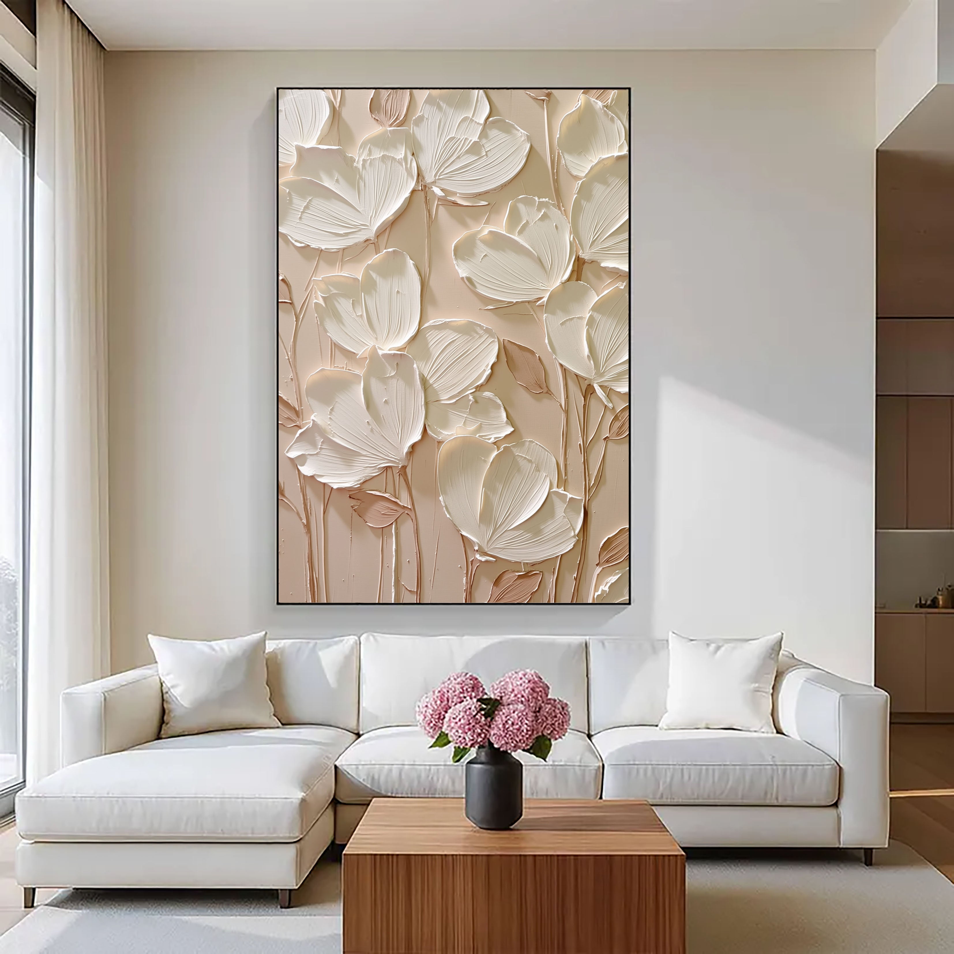 Textured Sculpted Petals | White Beige