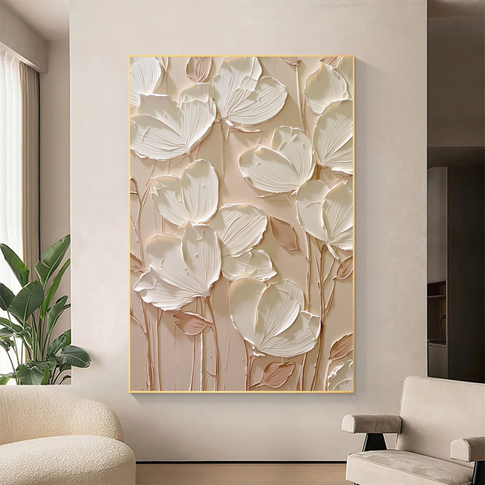 Textured Sculpted Petals | White Beige