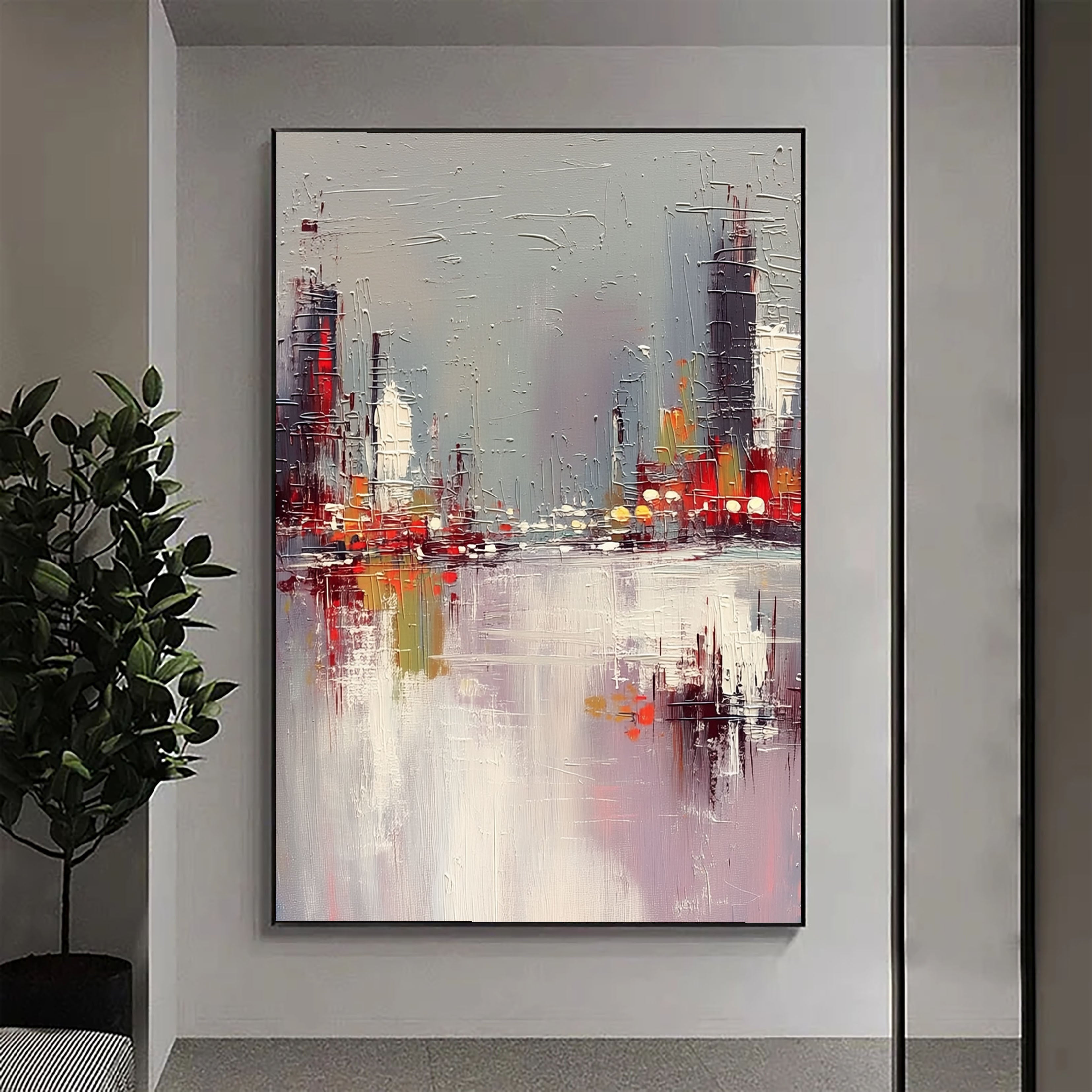 Textured Urban Skyline | Red Grey