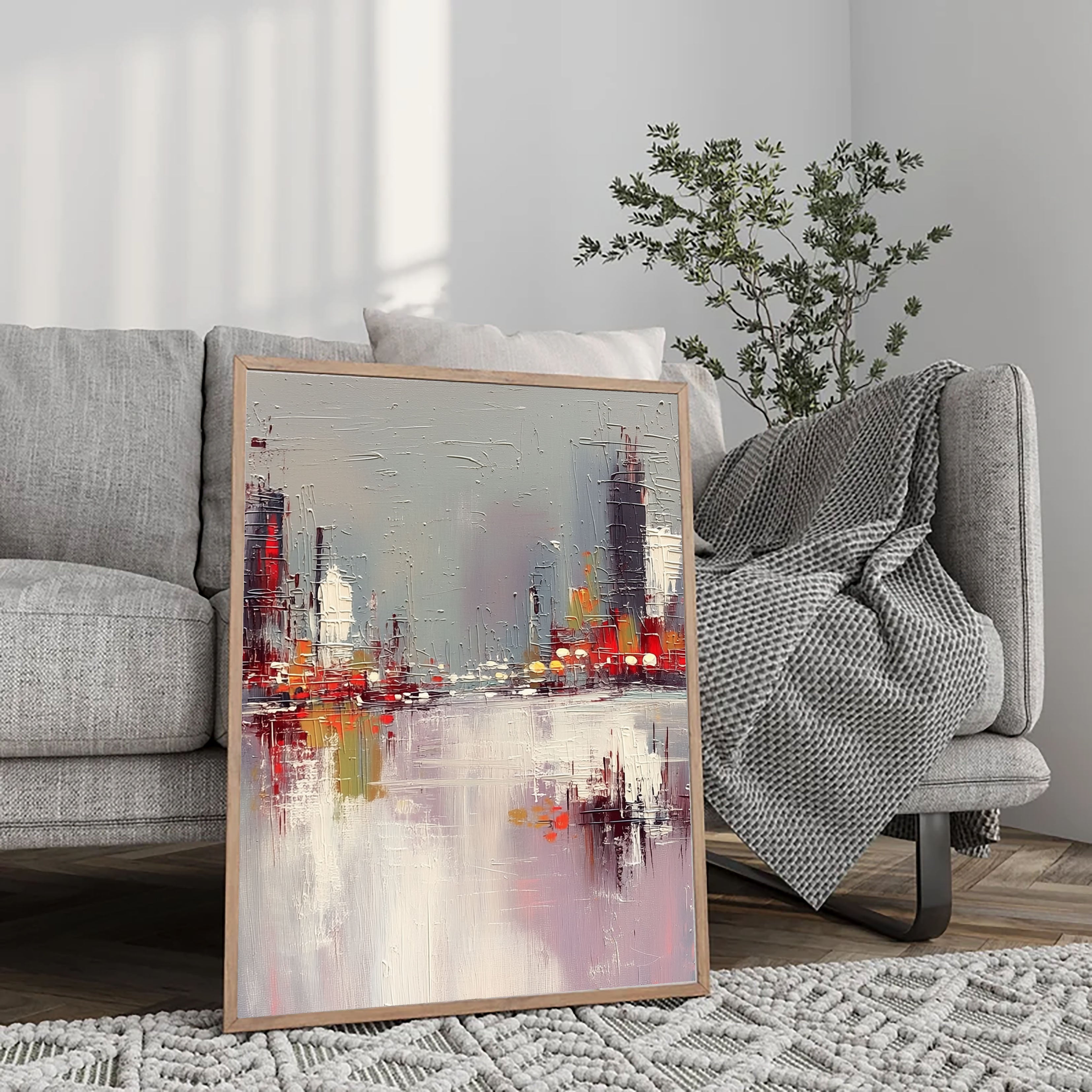Textured Urban Skyline | Red Grey