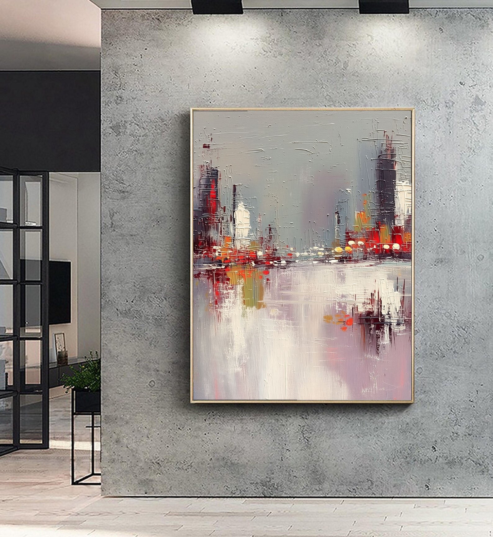 Textured Urban Skyline | Red Grey