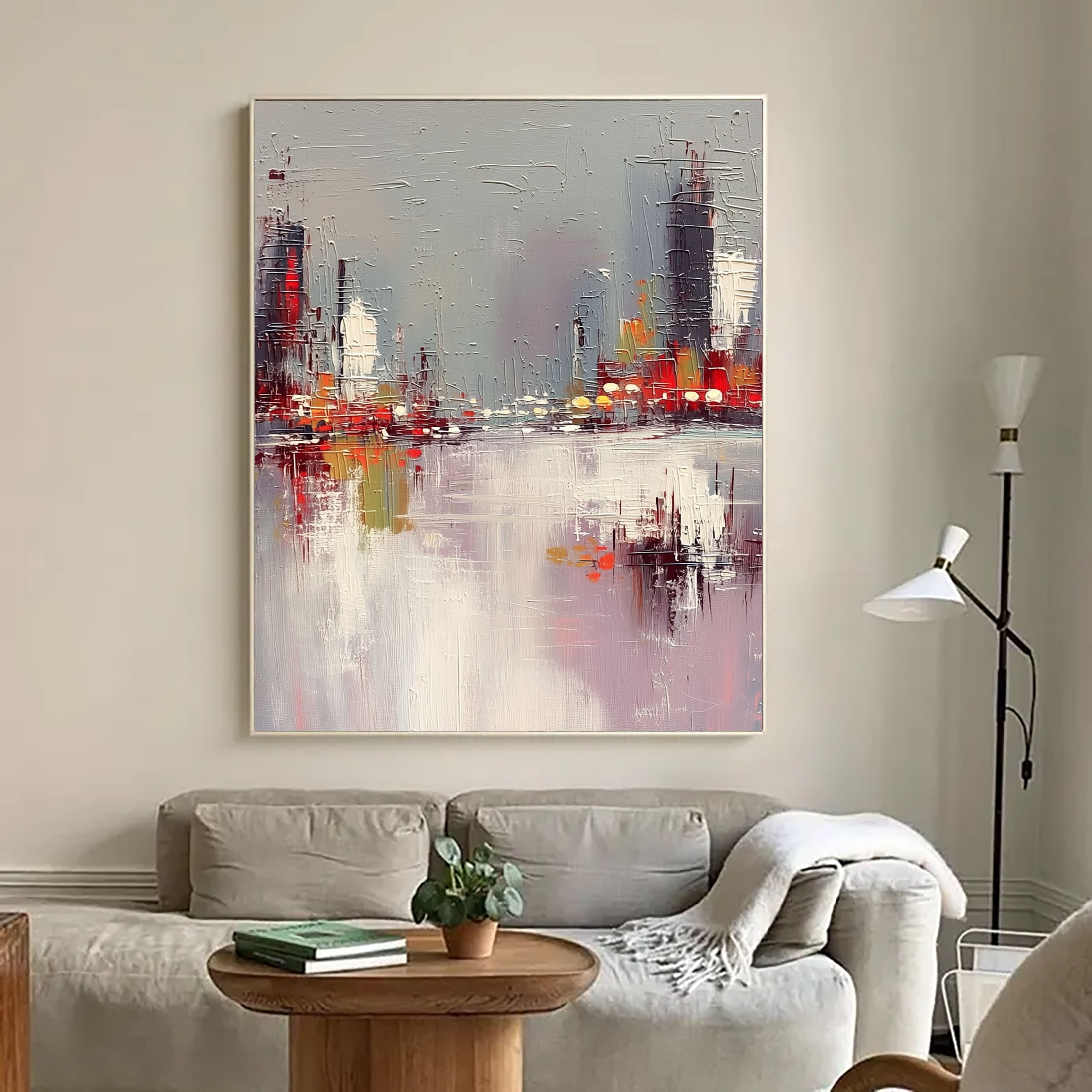 Textured Urban Skyline | Red Grey
