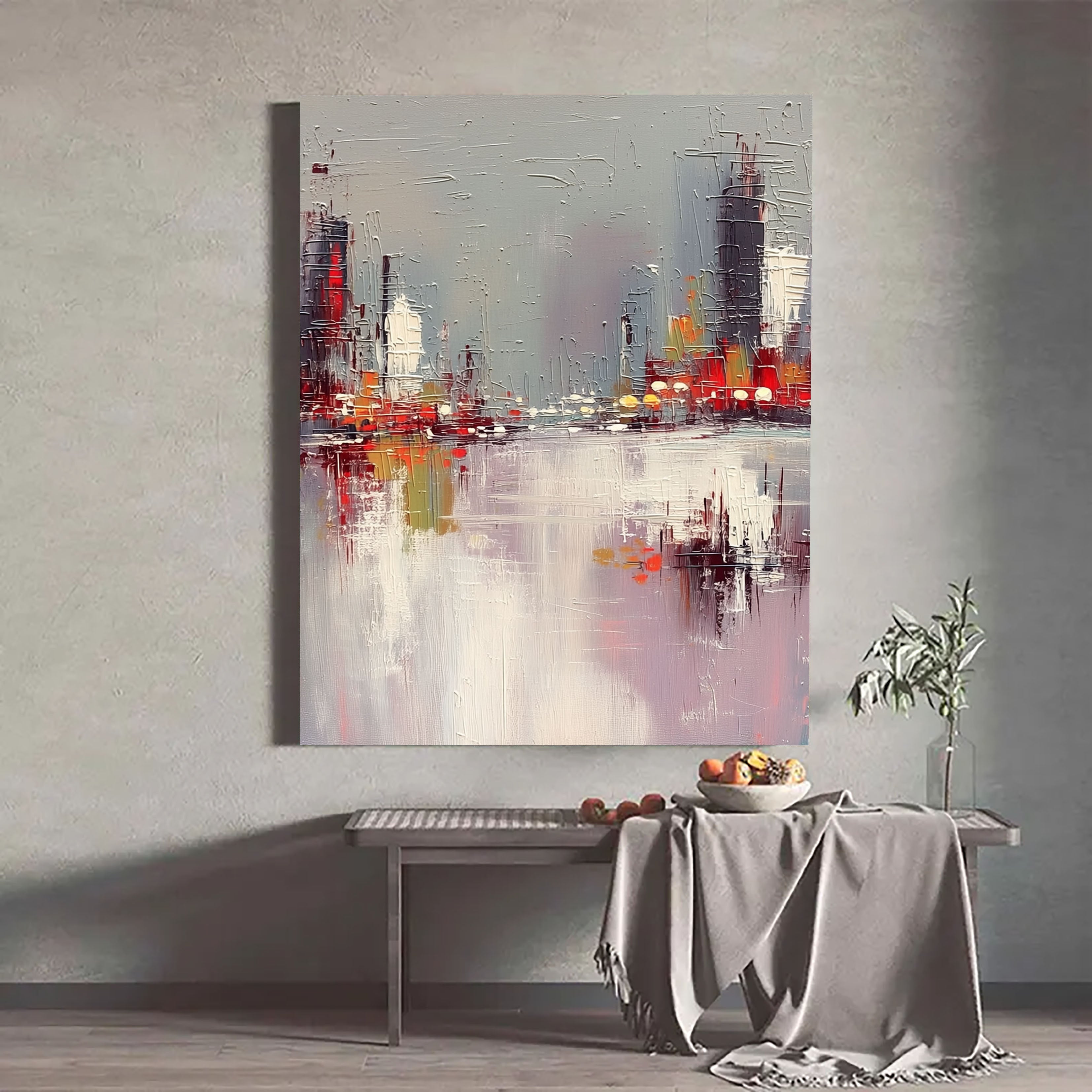 Textured Urban Skyline | Red Grey