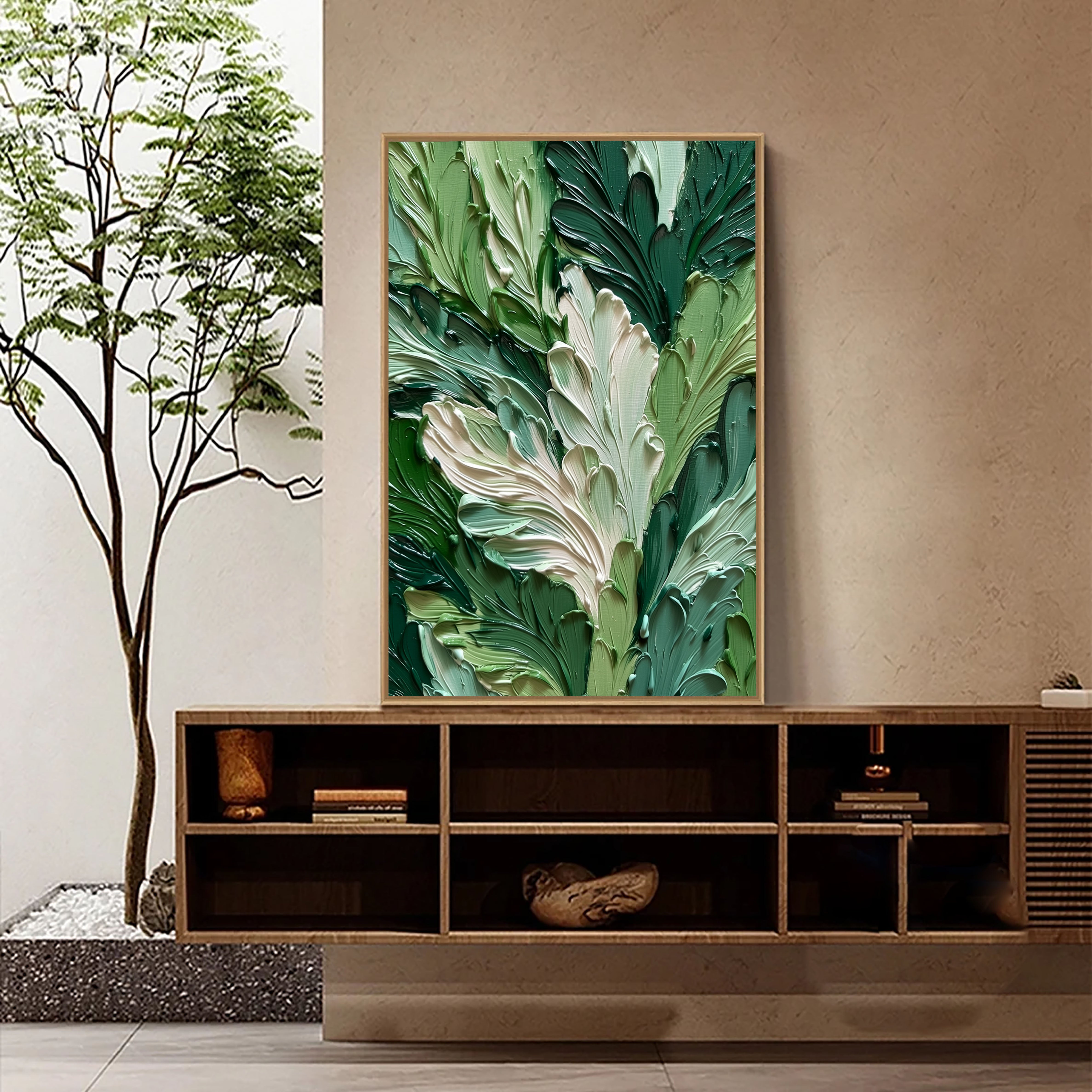Textured Lush Foliage | Green White