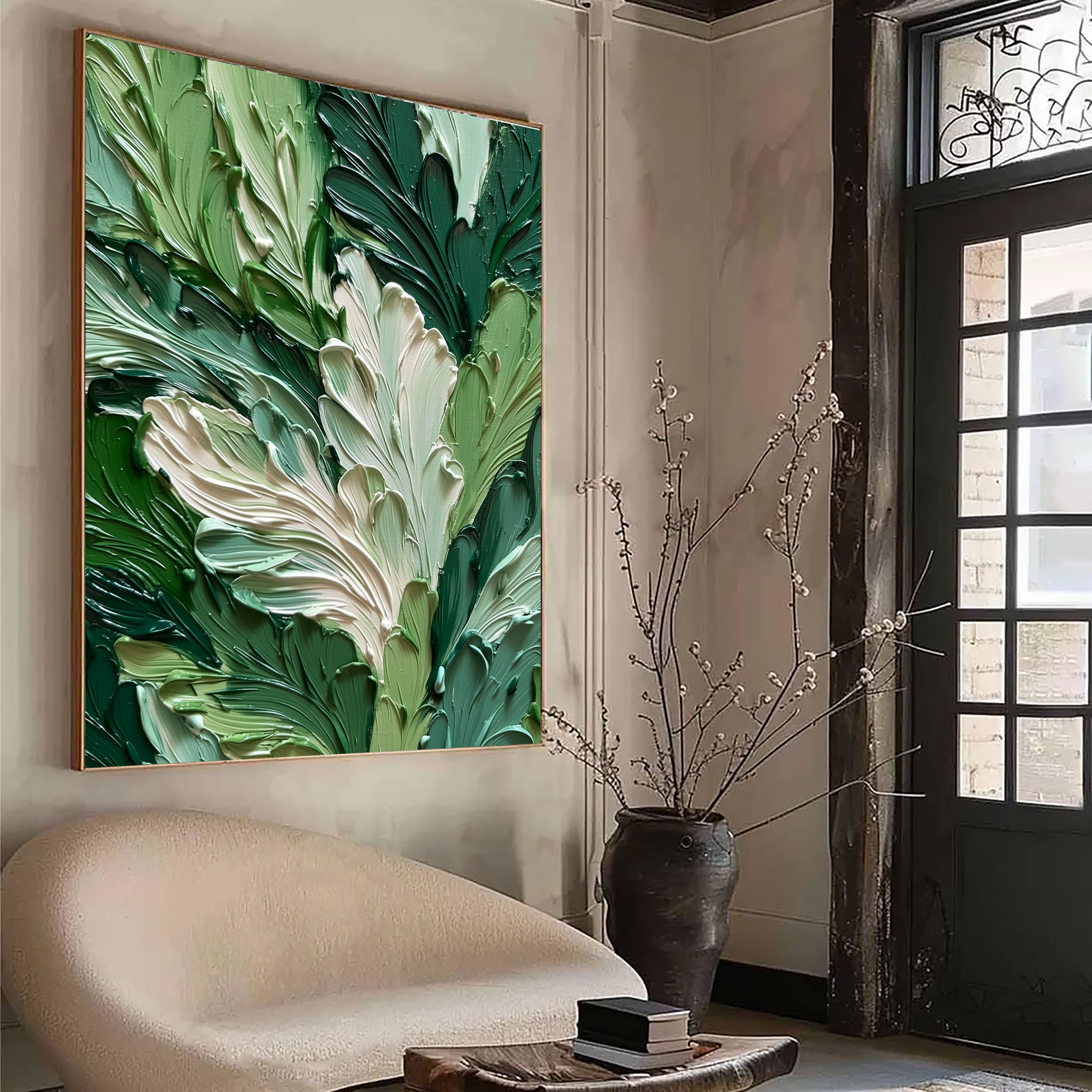Textured Lush Foliage | Green White