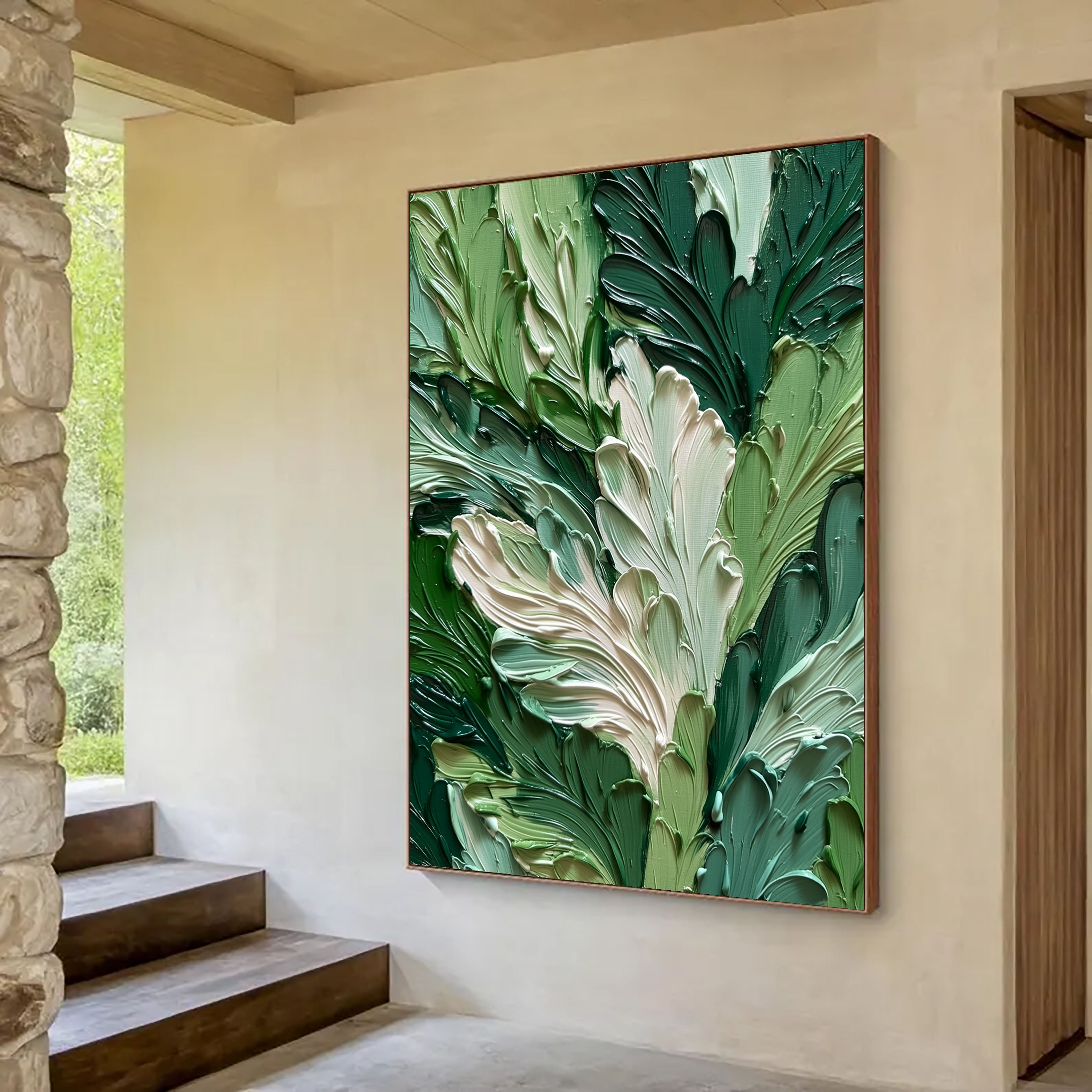 Textured Lush Foliage | Green White