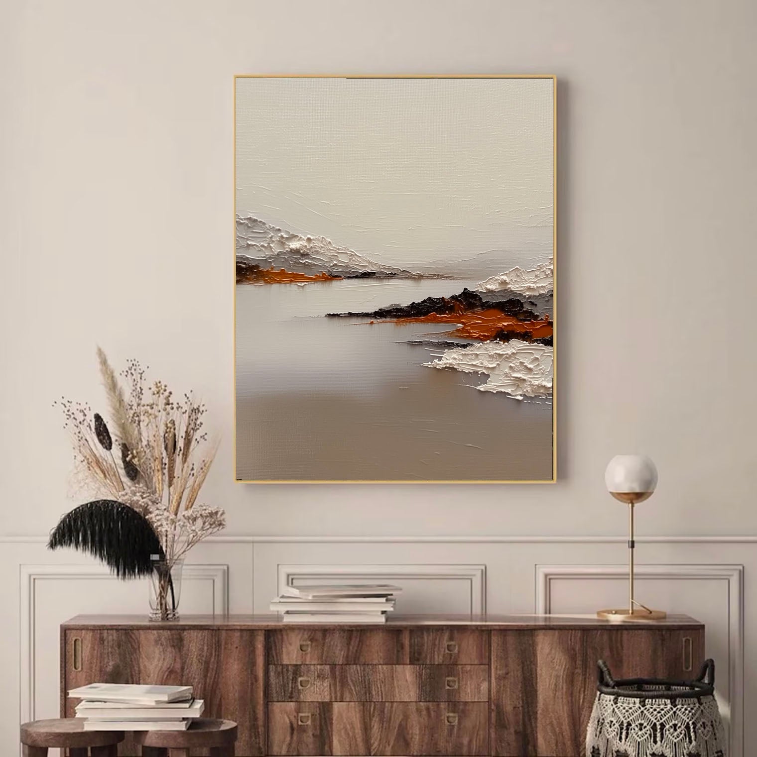 Textured Serene Landscape | White Ochre