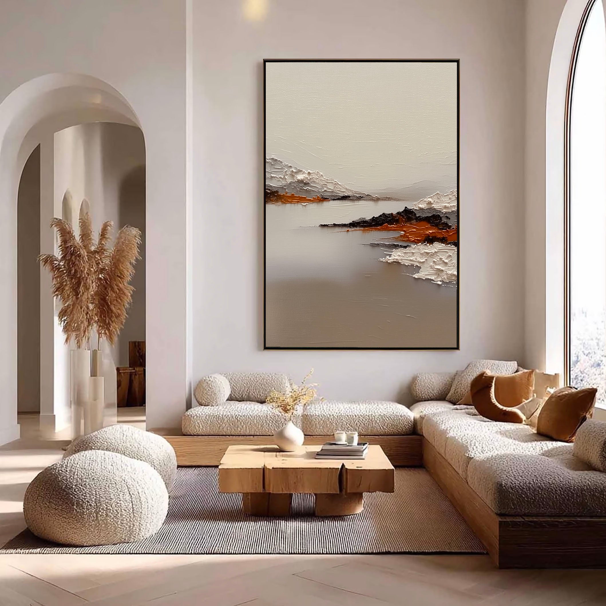 Textured Serene Landscape | White Ochre