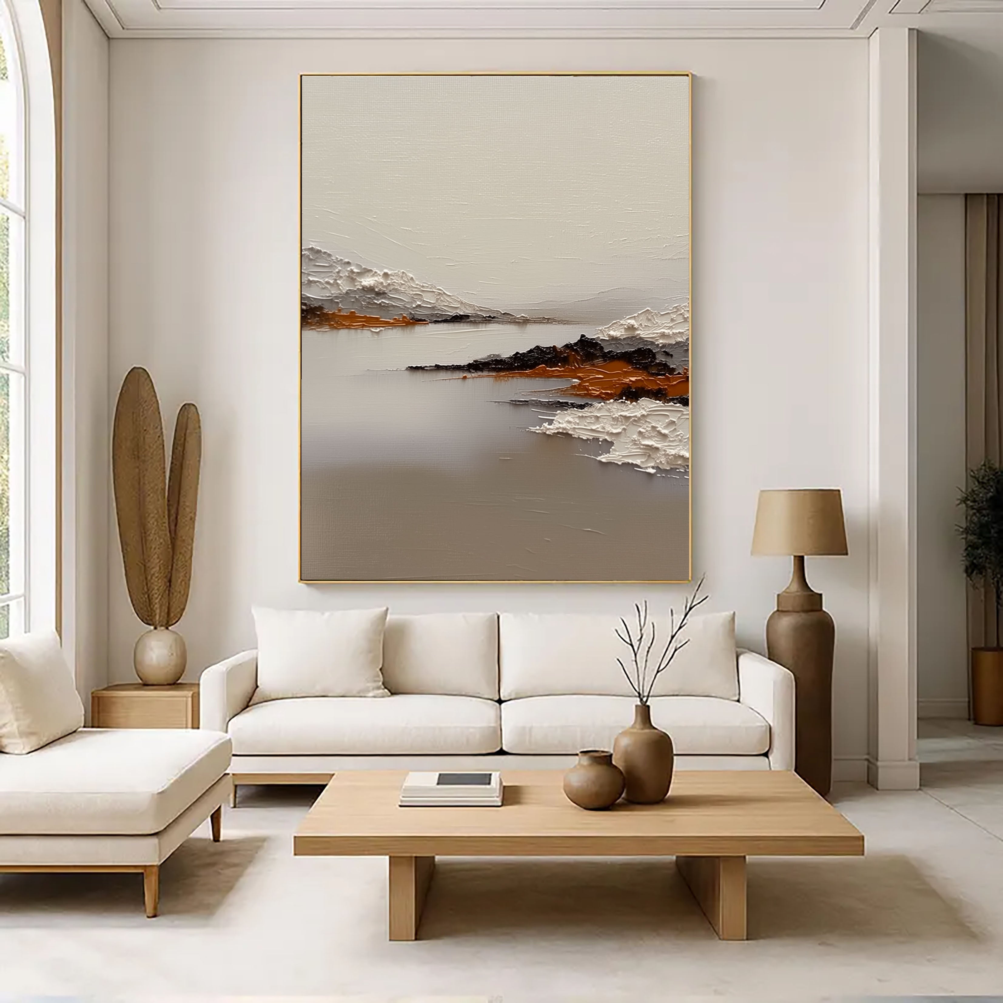 Textured Serene Landscape | White Ochre