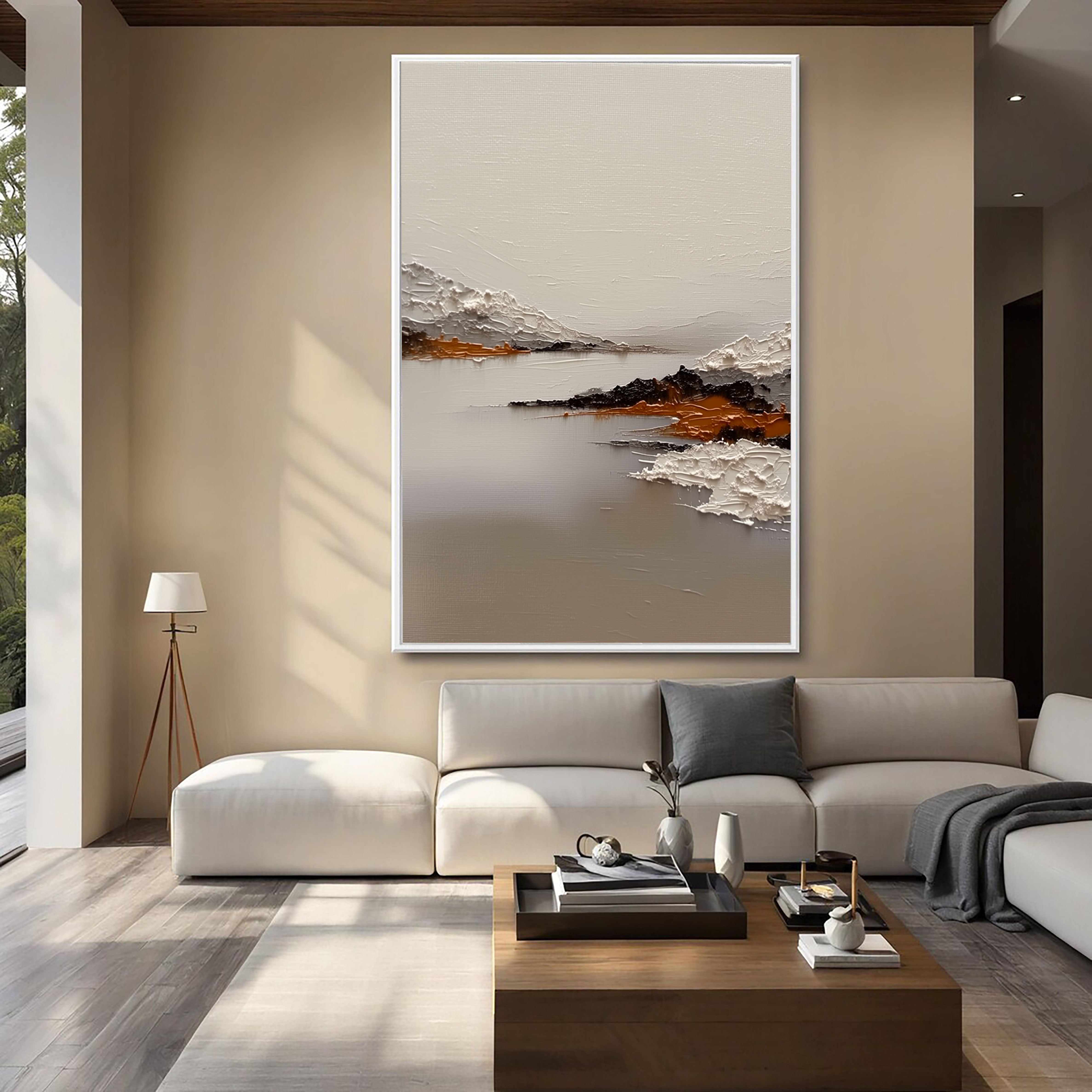 Textured Serene Landscape | White Ochre