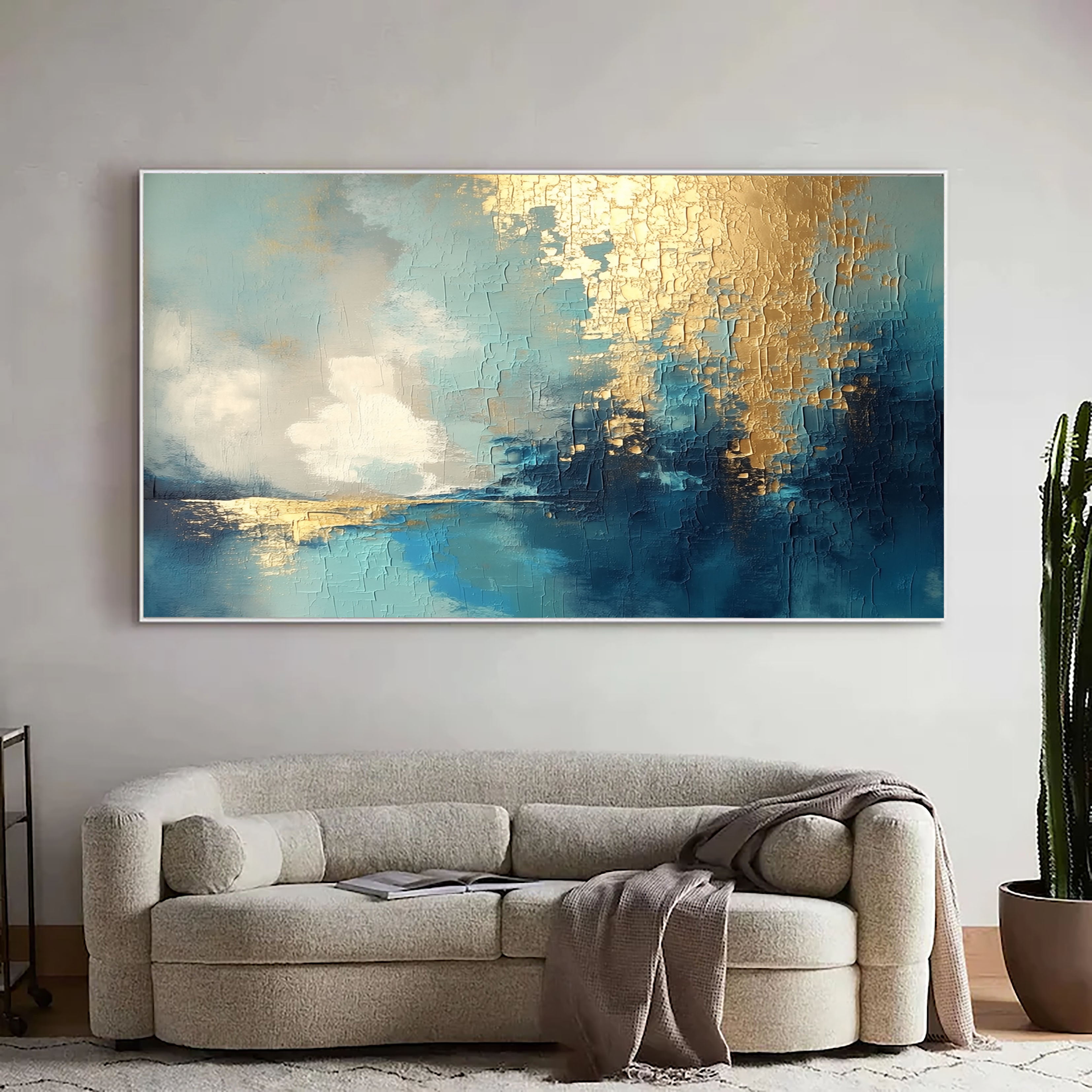 Textured Gilded Horizon | Teal Gold