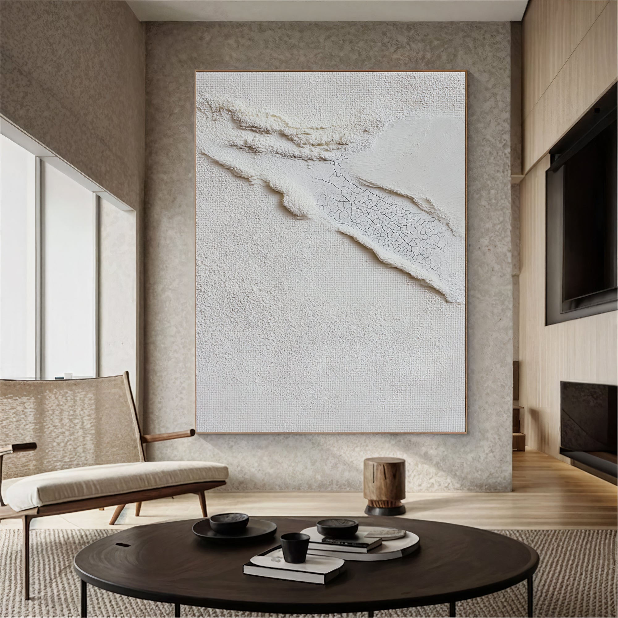 Textured White Fissures | Ivory Hues