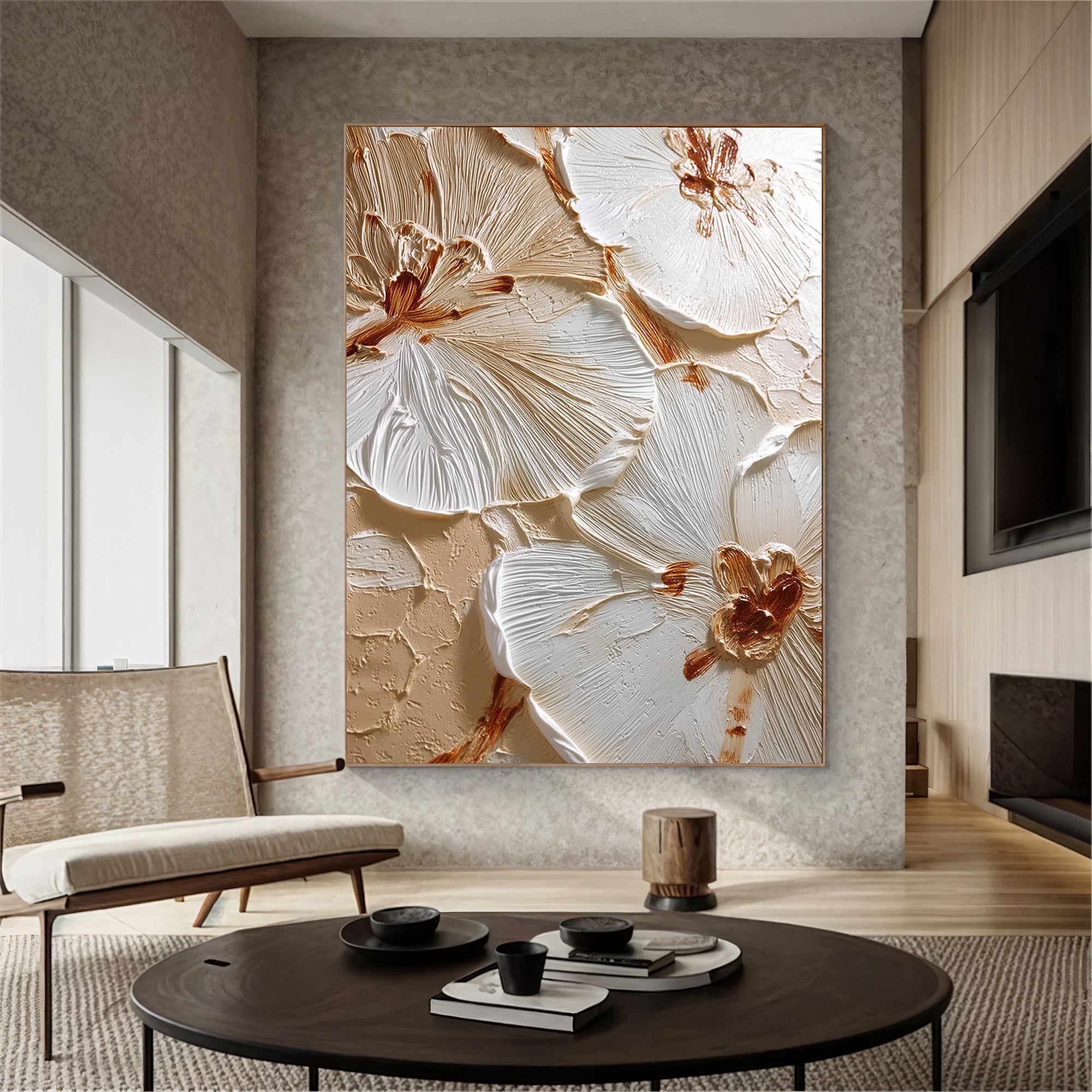 Textured Petal Splendor | Cream Blossoms