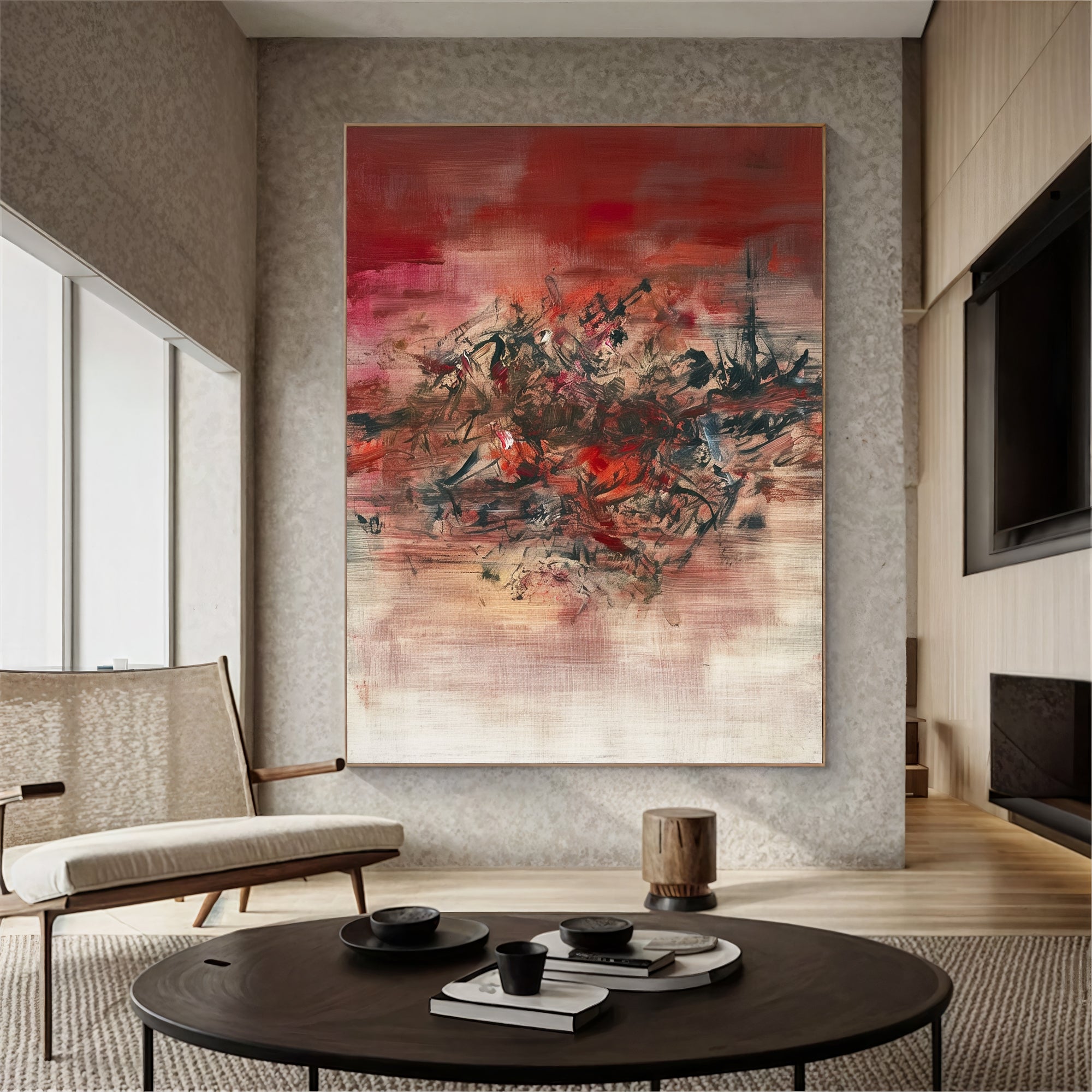 Textured Red Dynamism | Red Pink