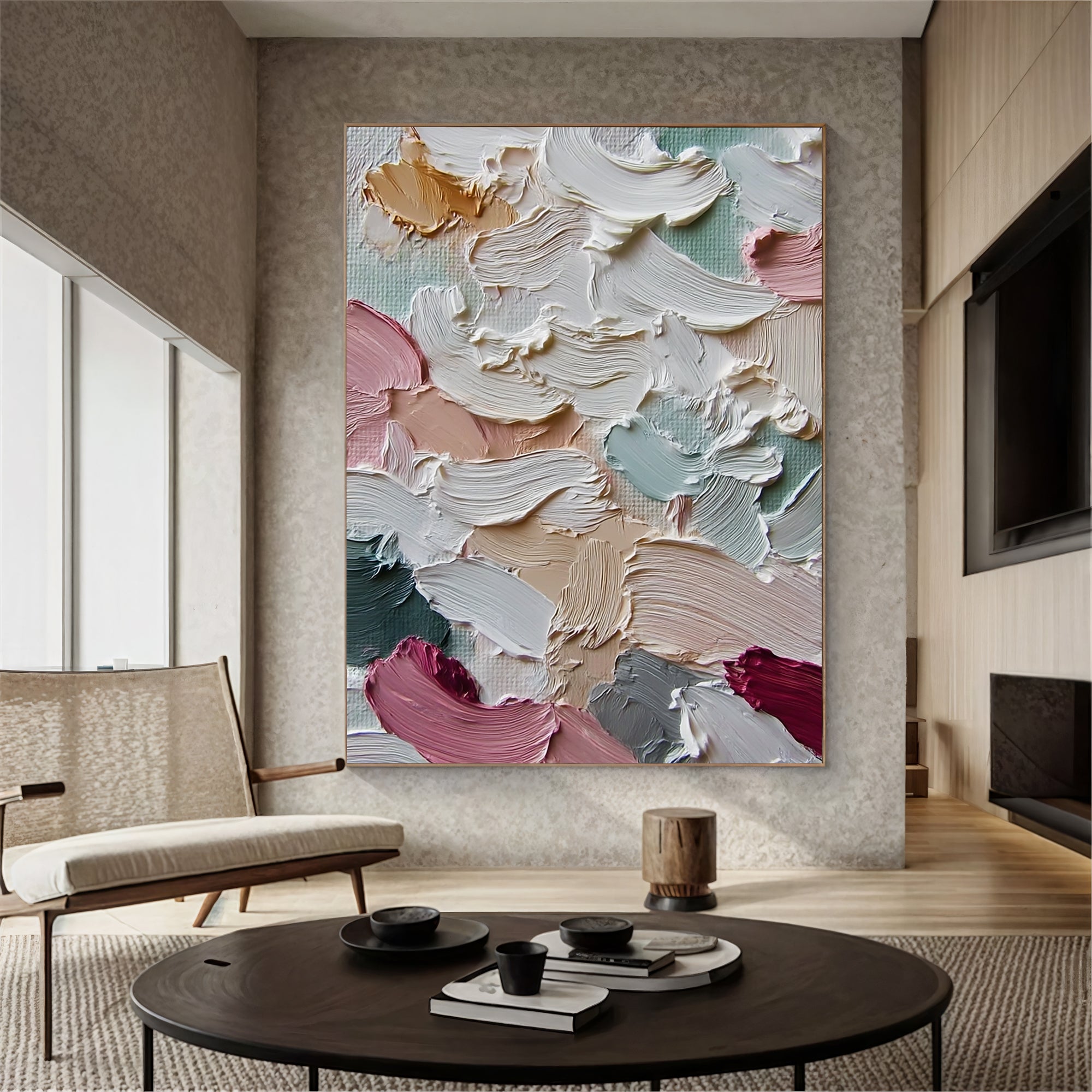 Textured Pastel Undulations | Rouge Accents