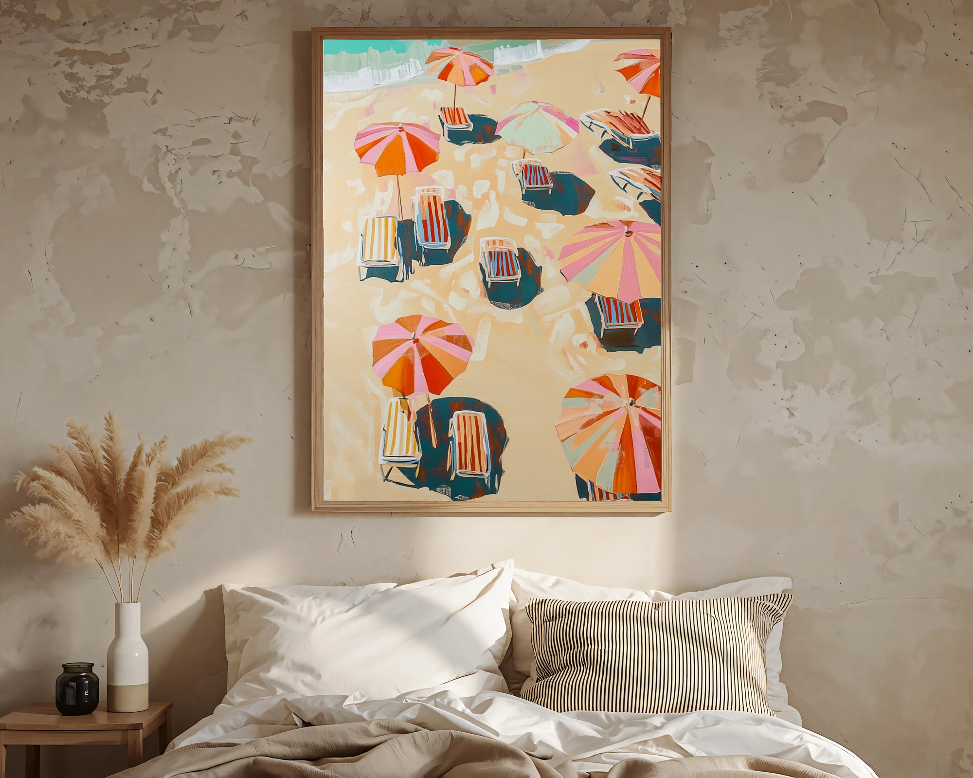 Textured Coastal Cheer | Vibrant Umbrellas