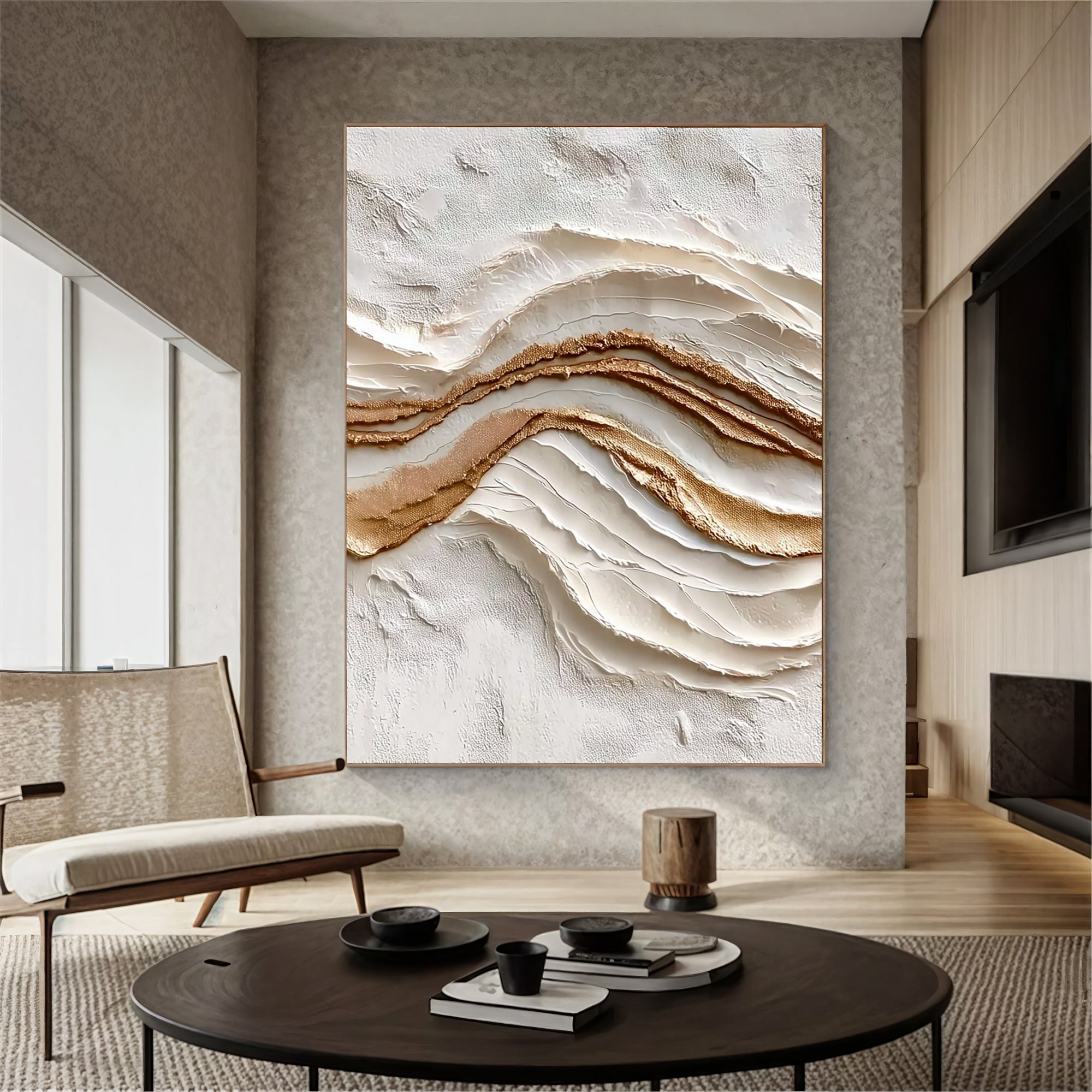 Textured Gilded Waves | Ivory Gold