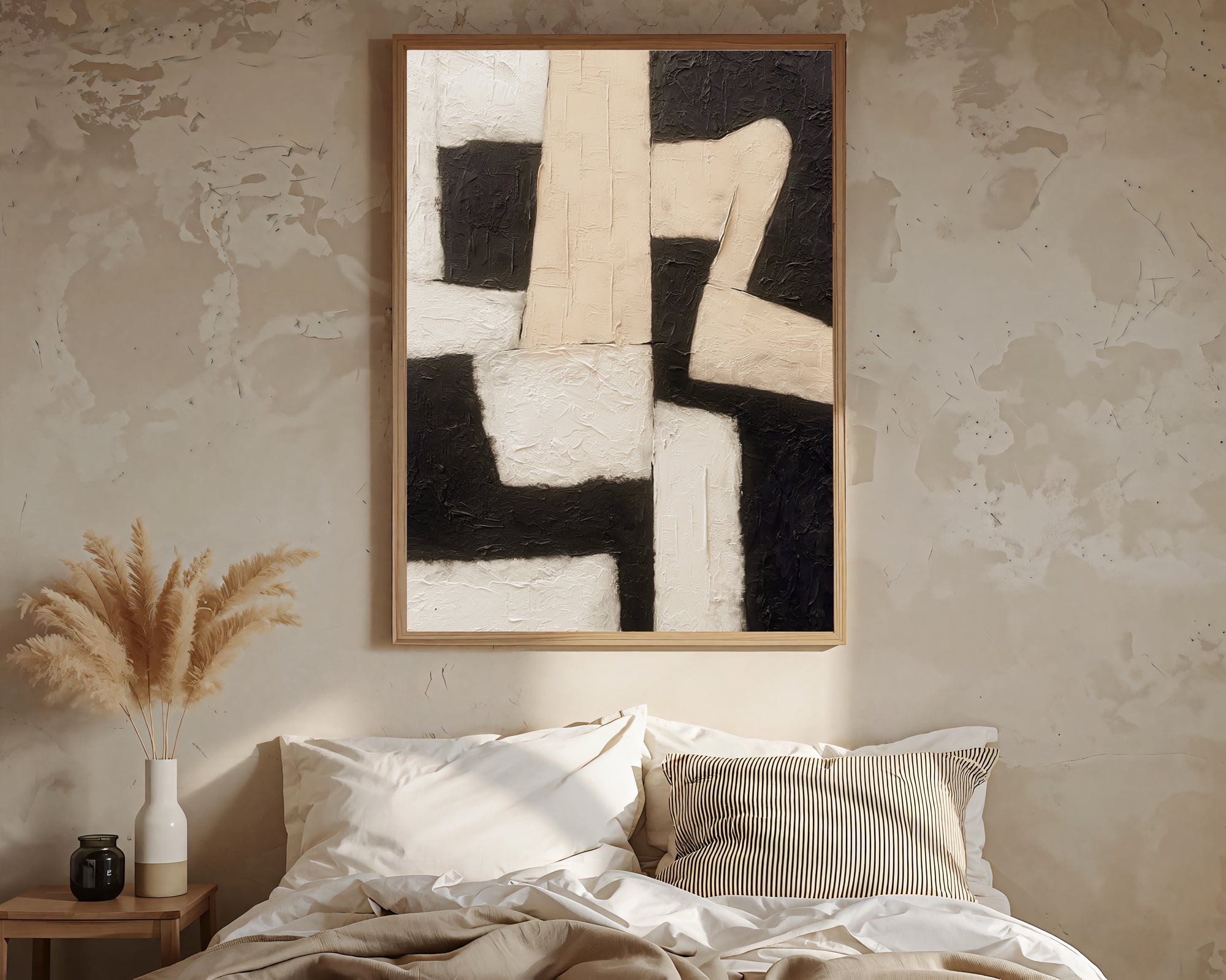 Impasto Monochrome Geometries | Ebony Contrasts