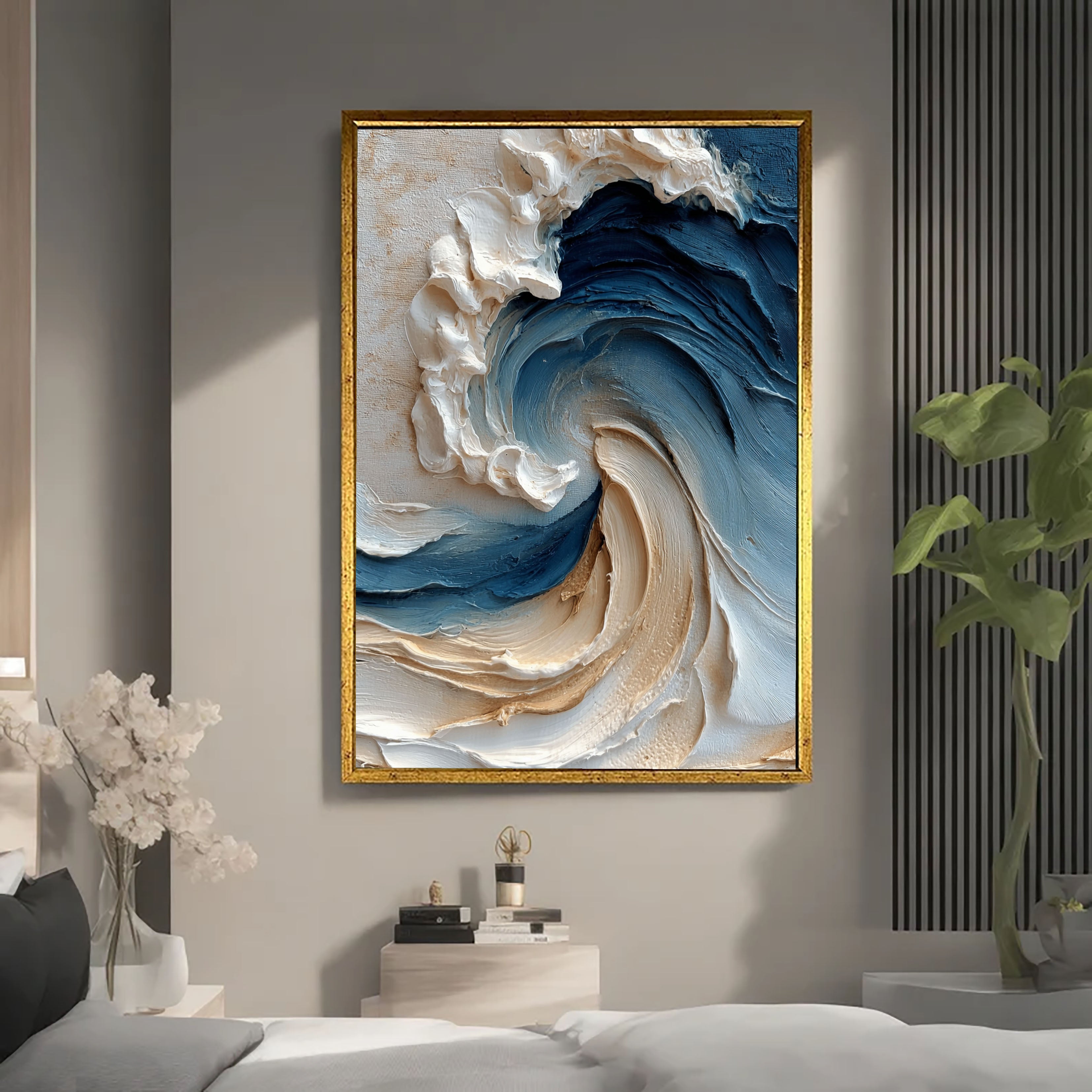 Textured Wave Opulence | Blue Crests