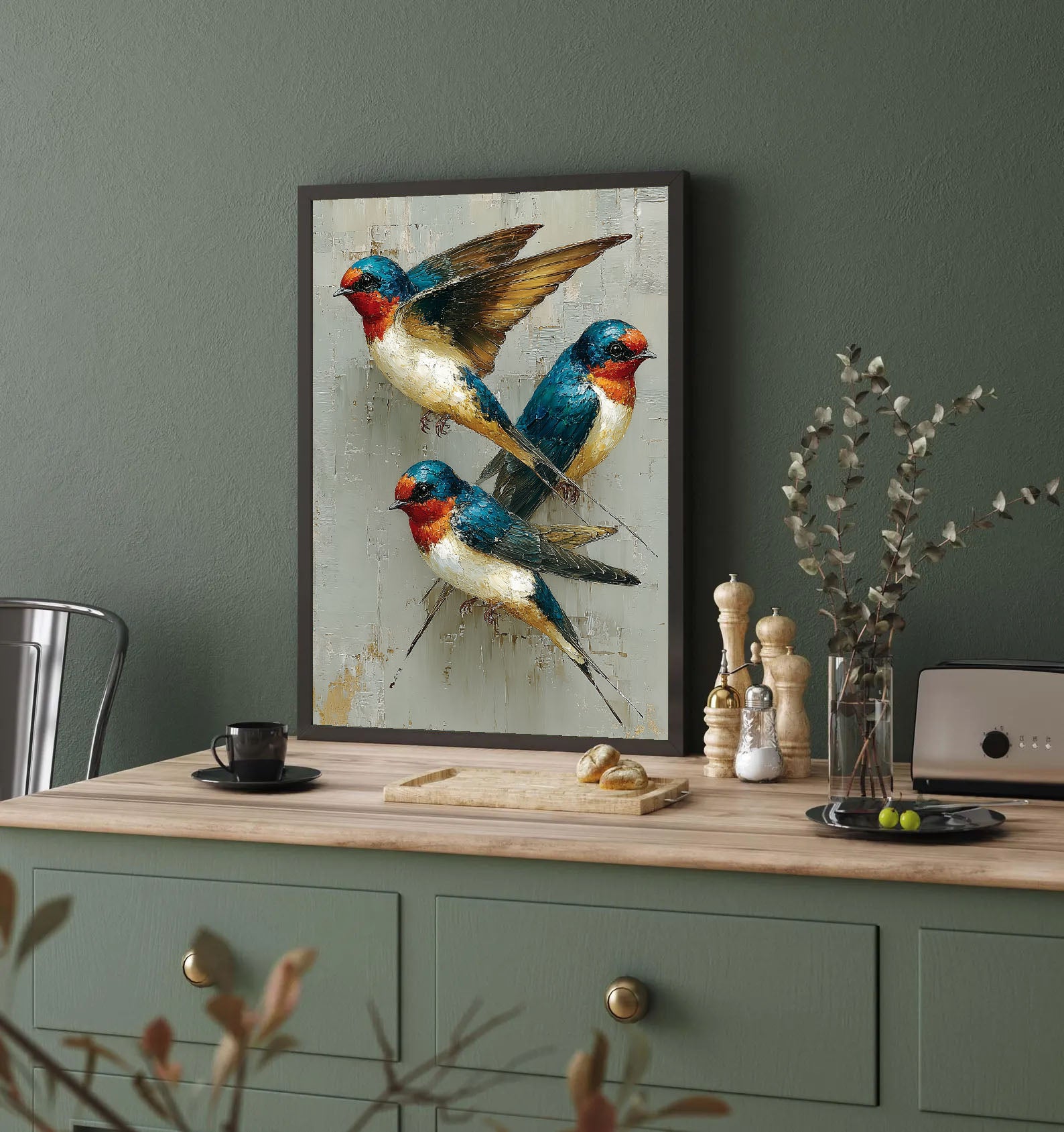 Vibrant Swallow Trio | Textured Charm