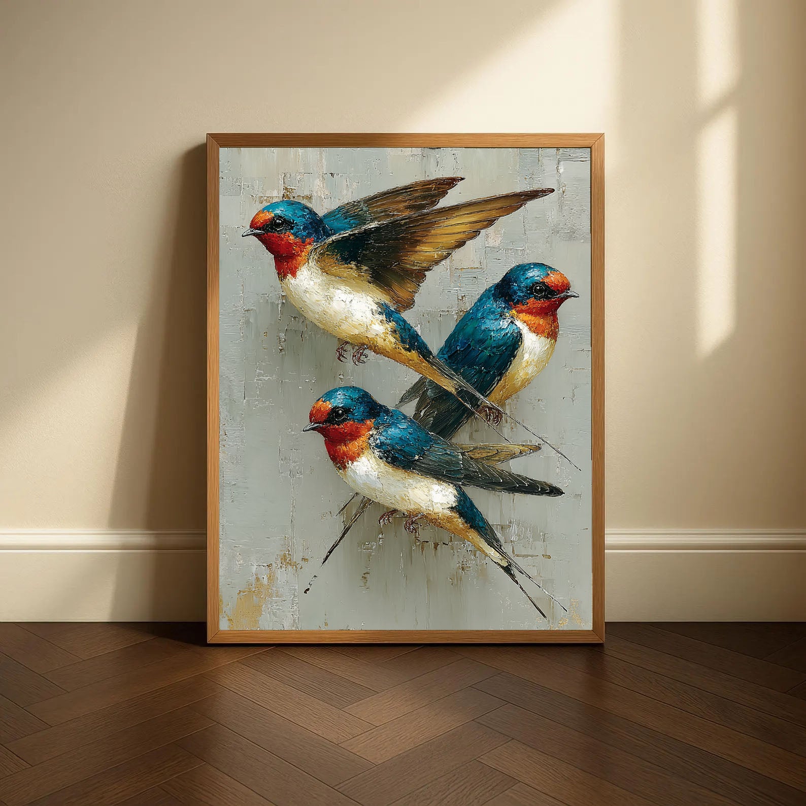 Vibrant Swallow Trio | Textured Charm