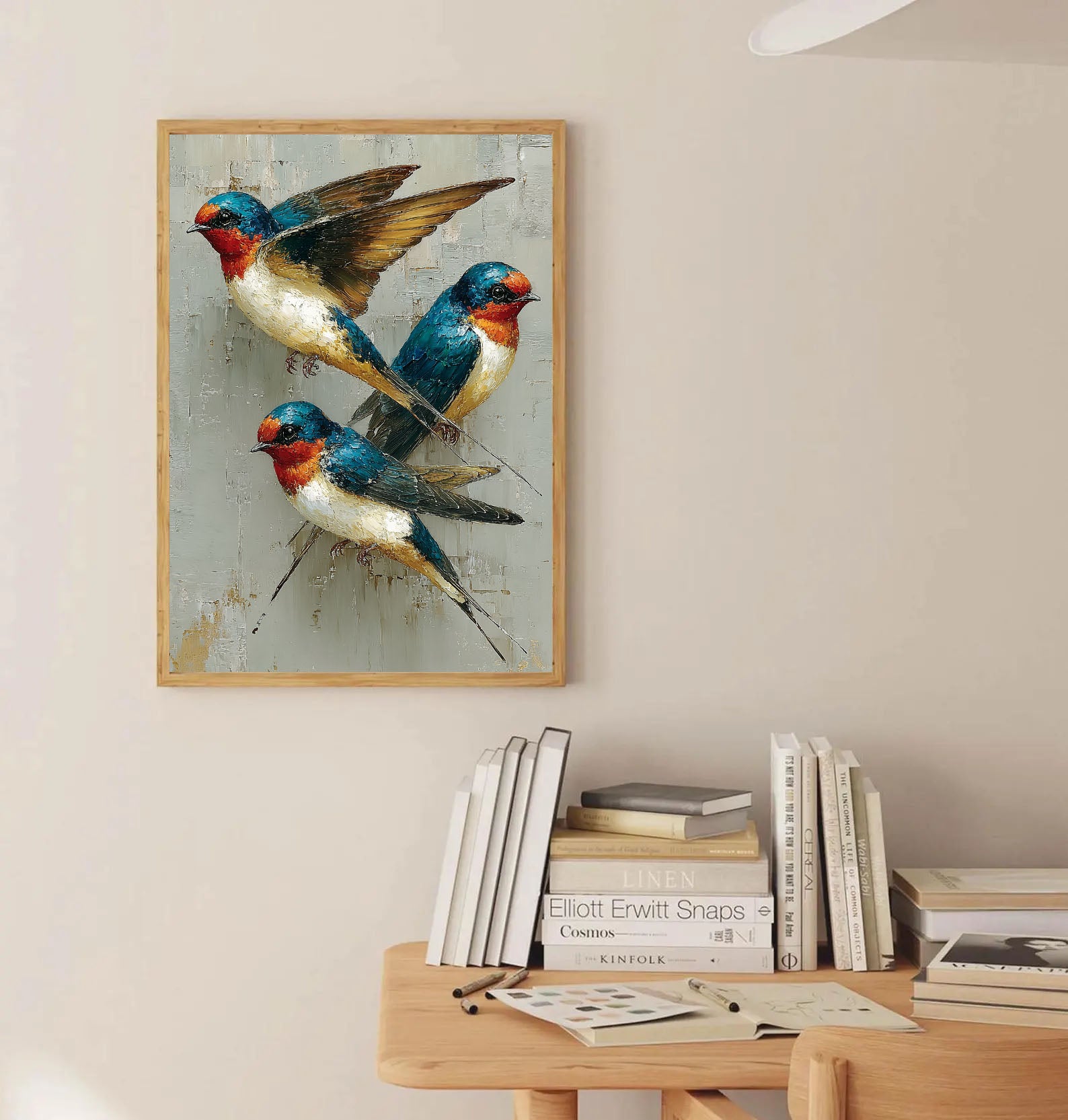 Vibrant Swallow Trio | Textured Charm