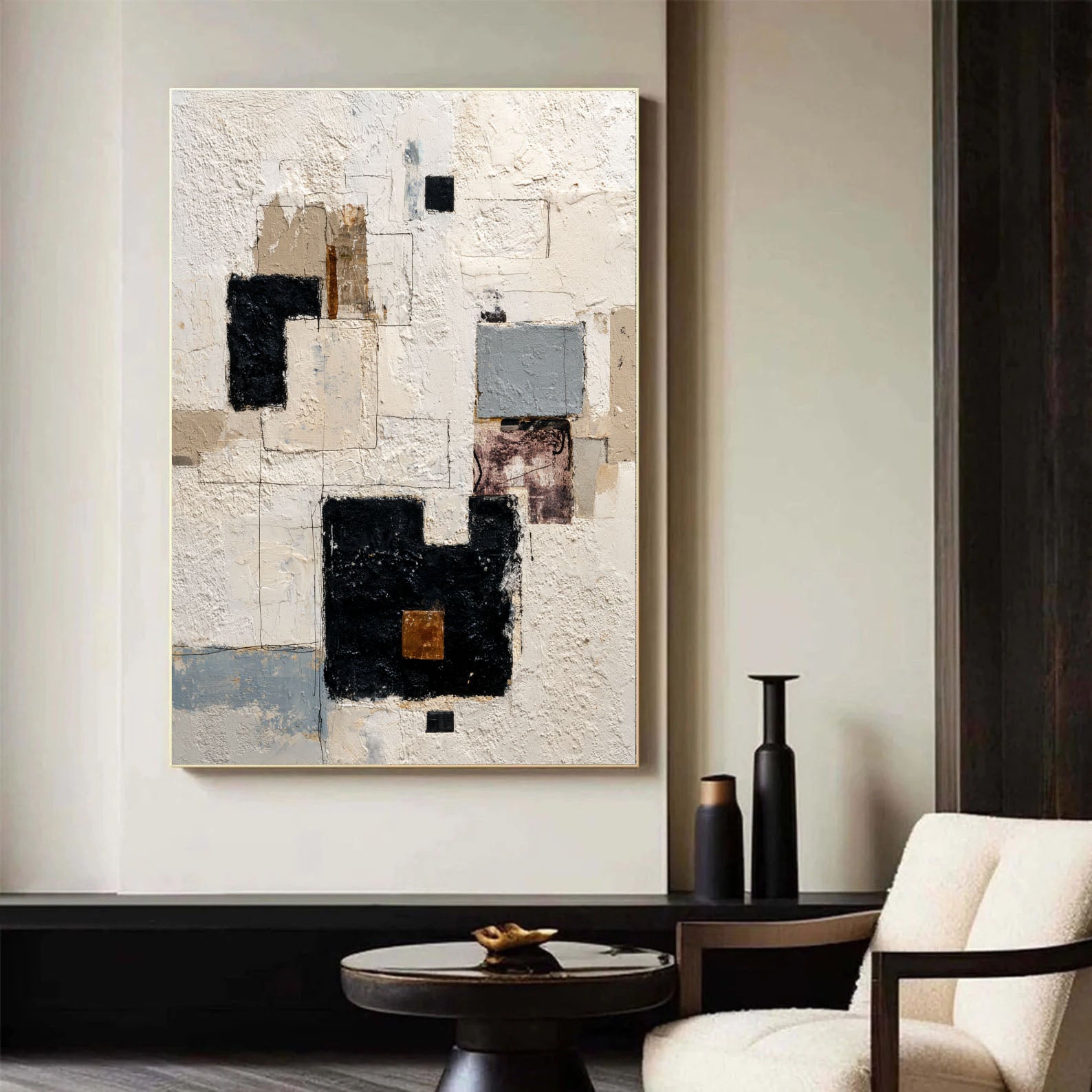 Textured Geometric Art | Neutral Depth