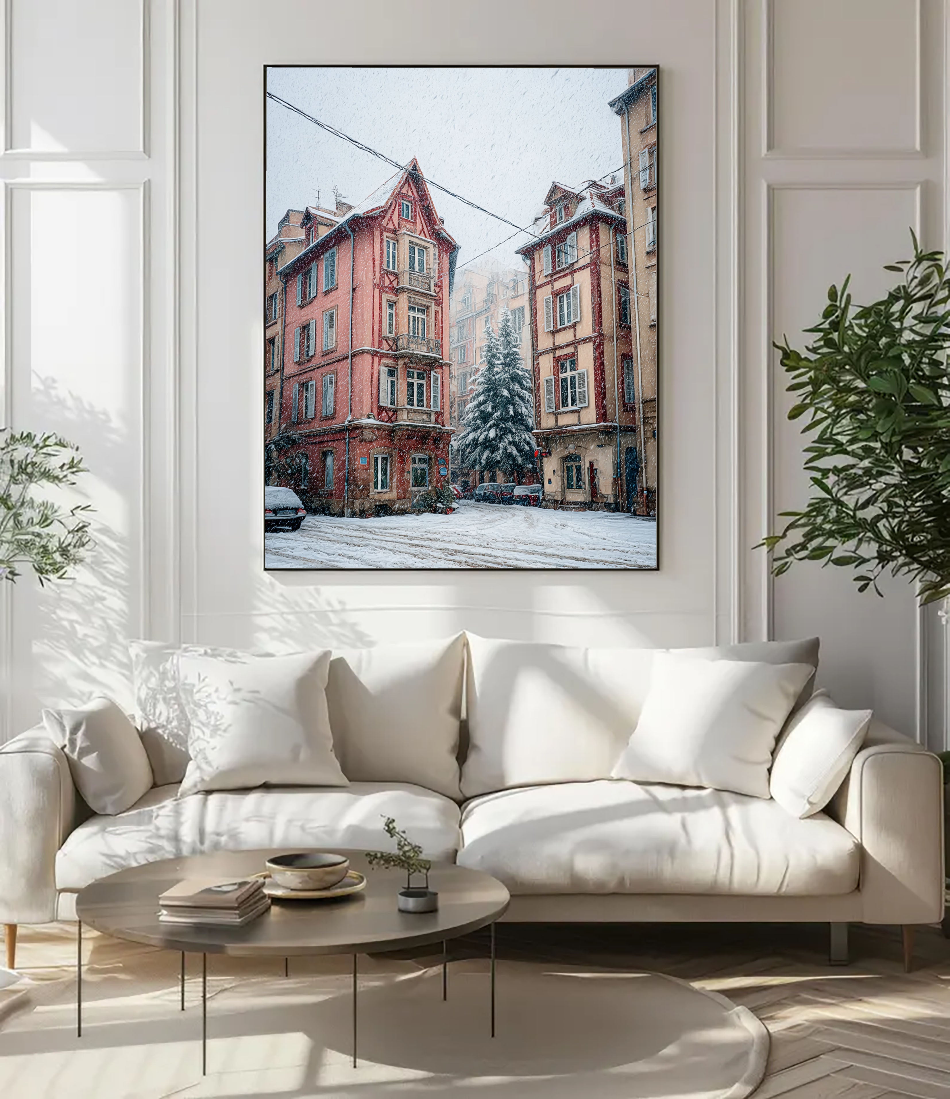 Snowy Streetscape Art | Vintage Charm