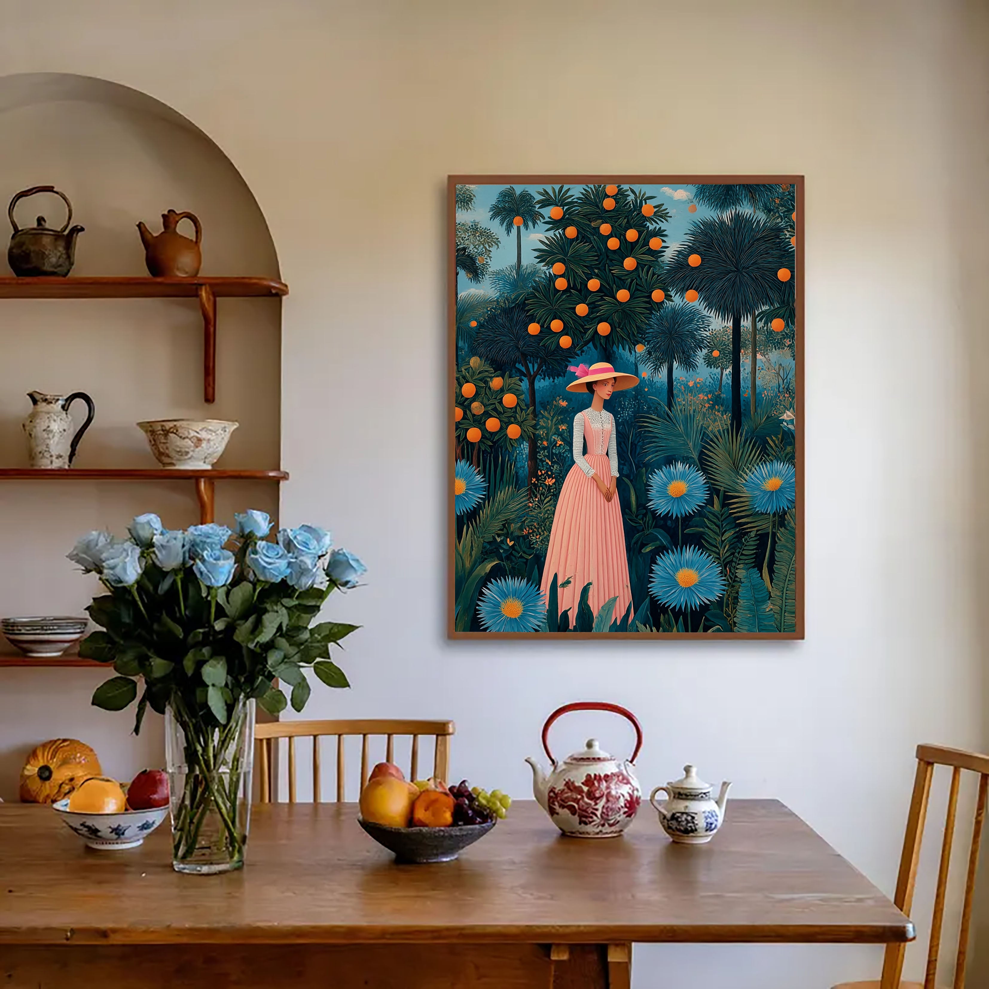 Tropical Garden Lady Art | Exotic Elegance