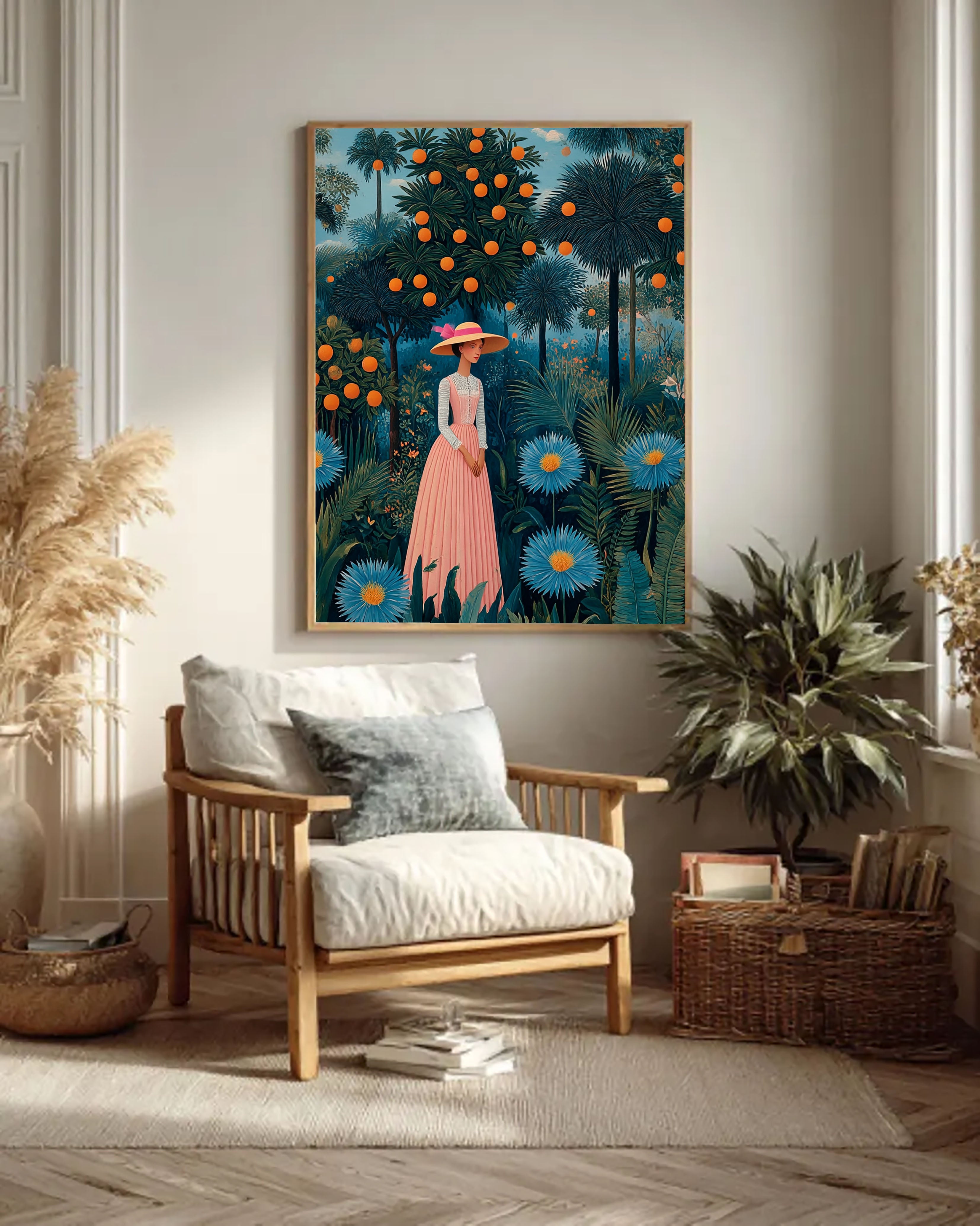 Tropical Garden Lady Art | Exotic Elegance
