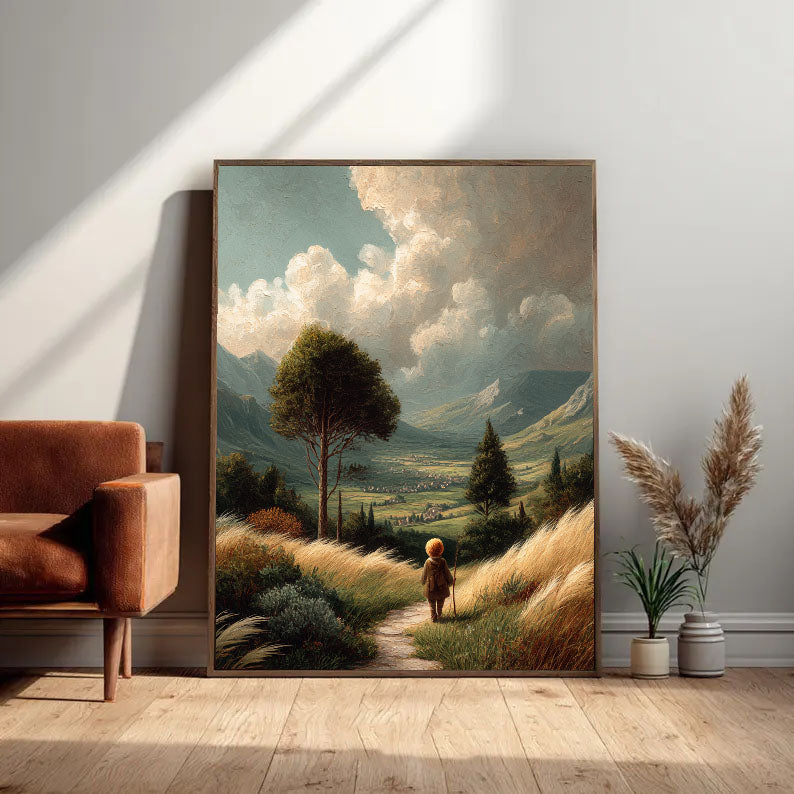 Rural Wanderer Landscape Art | Timeless Serenity