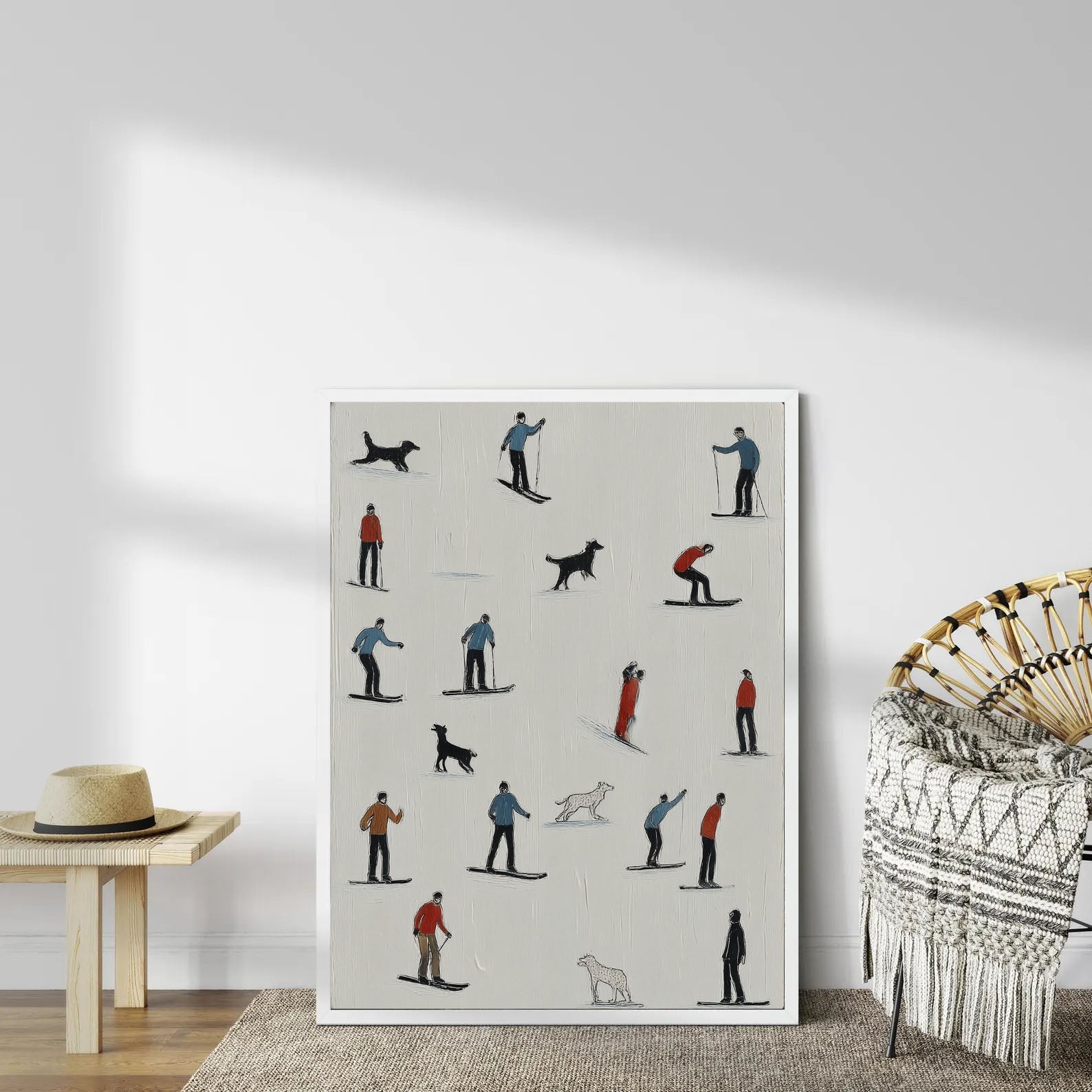 Skiing Scene Collage Art | Playful Texture
