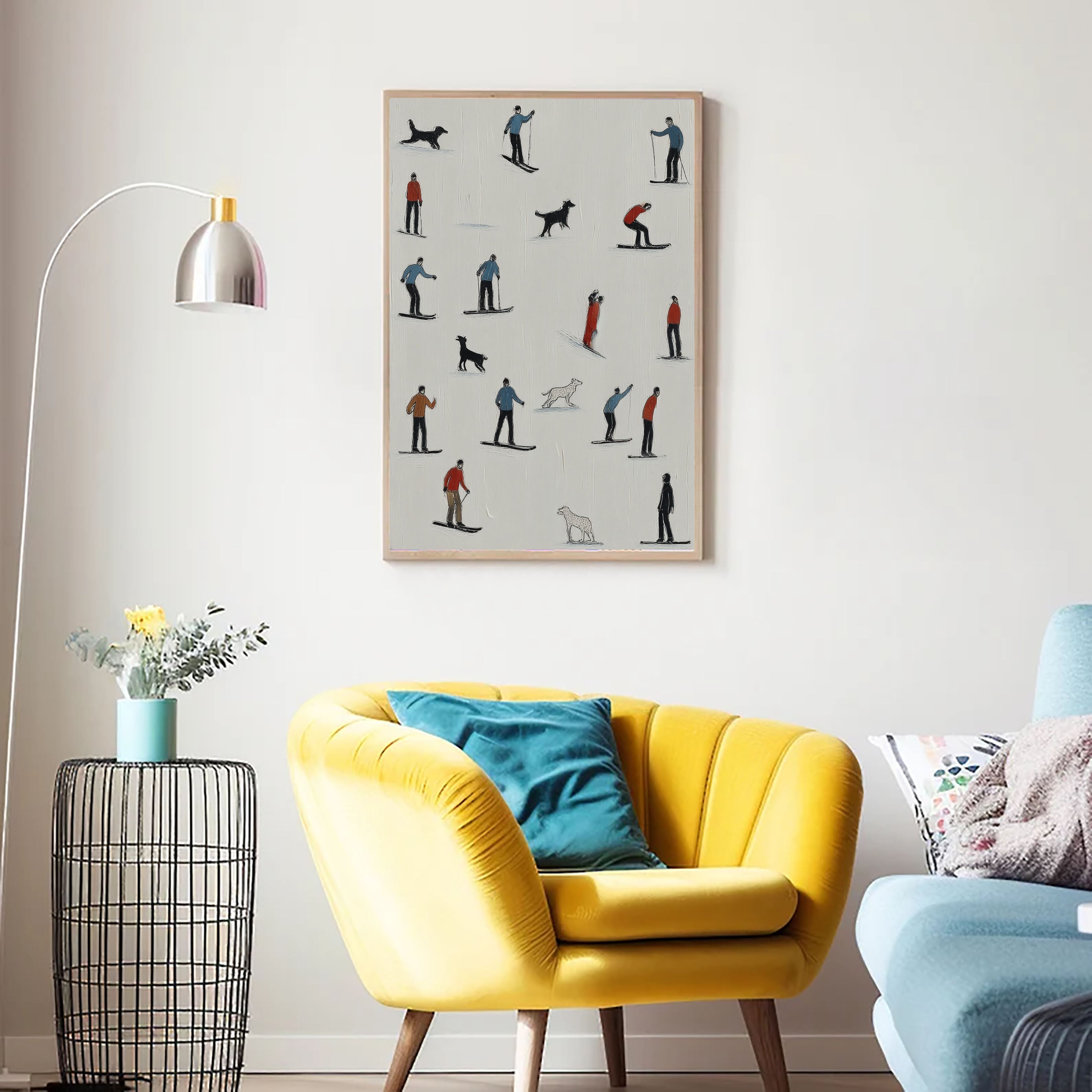 Skiing Scene Collage Art | Playful Texture