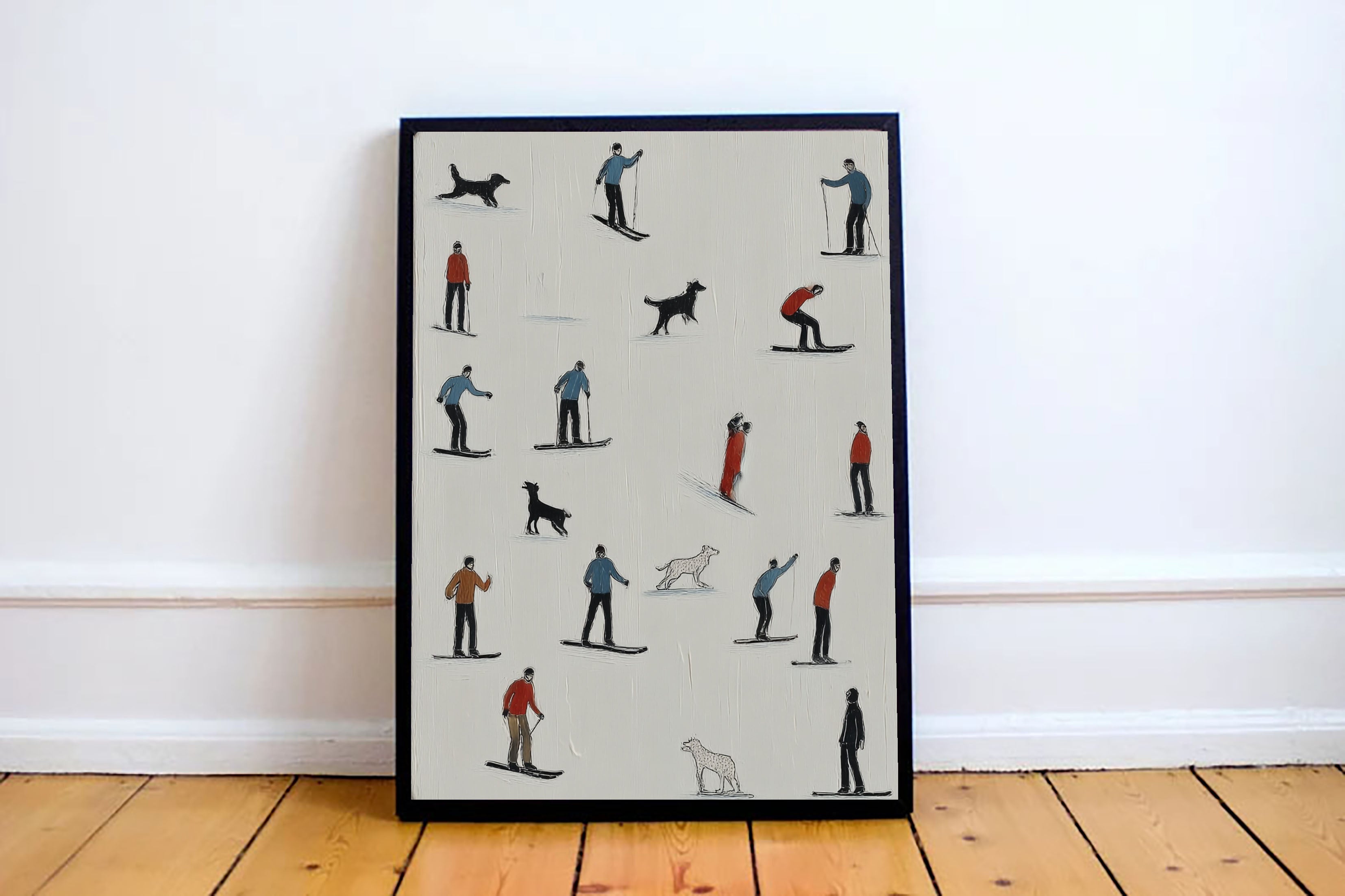 Skiing Scene Collage Art | Playful Texture