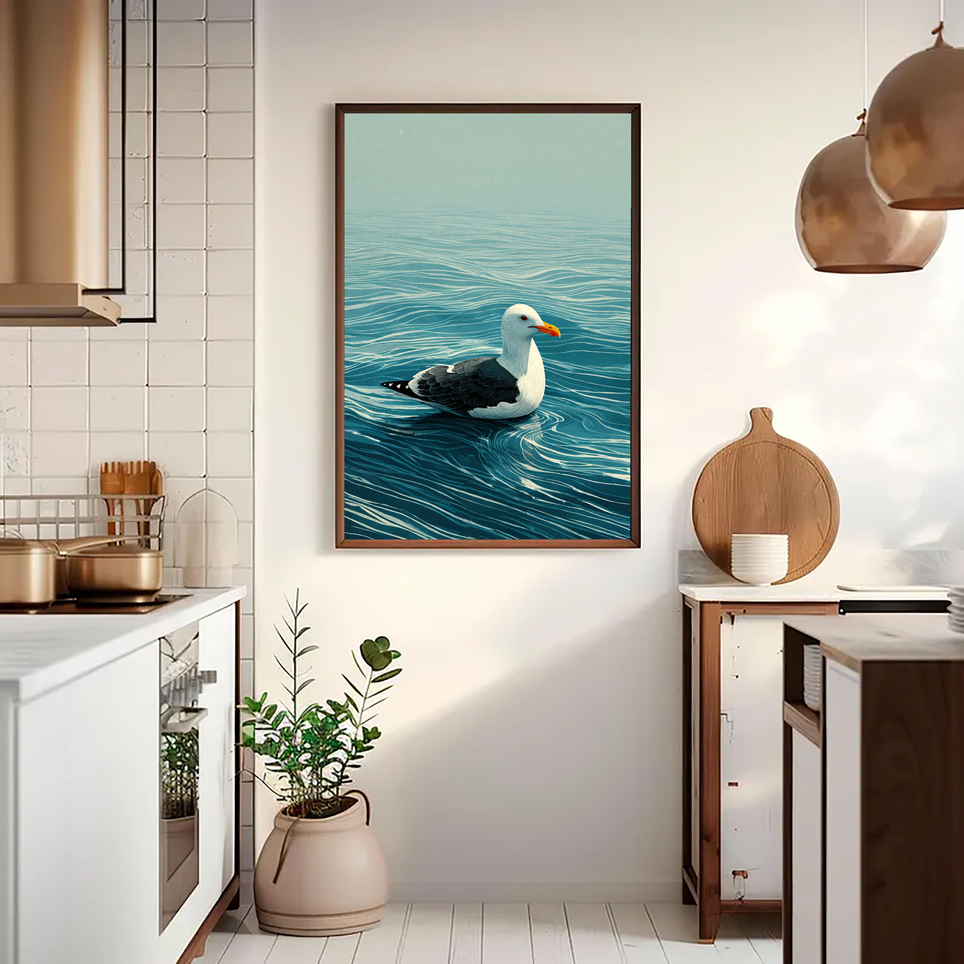Seagull Ocean Scene Art | Coastal Calm