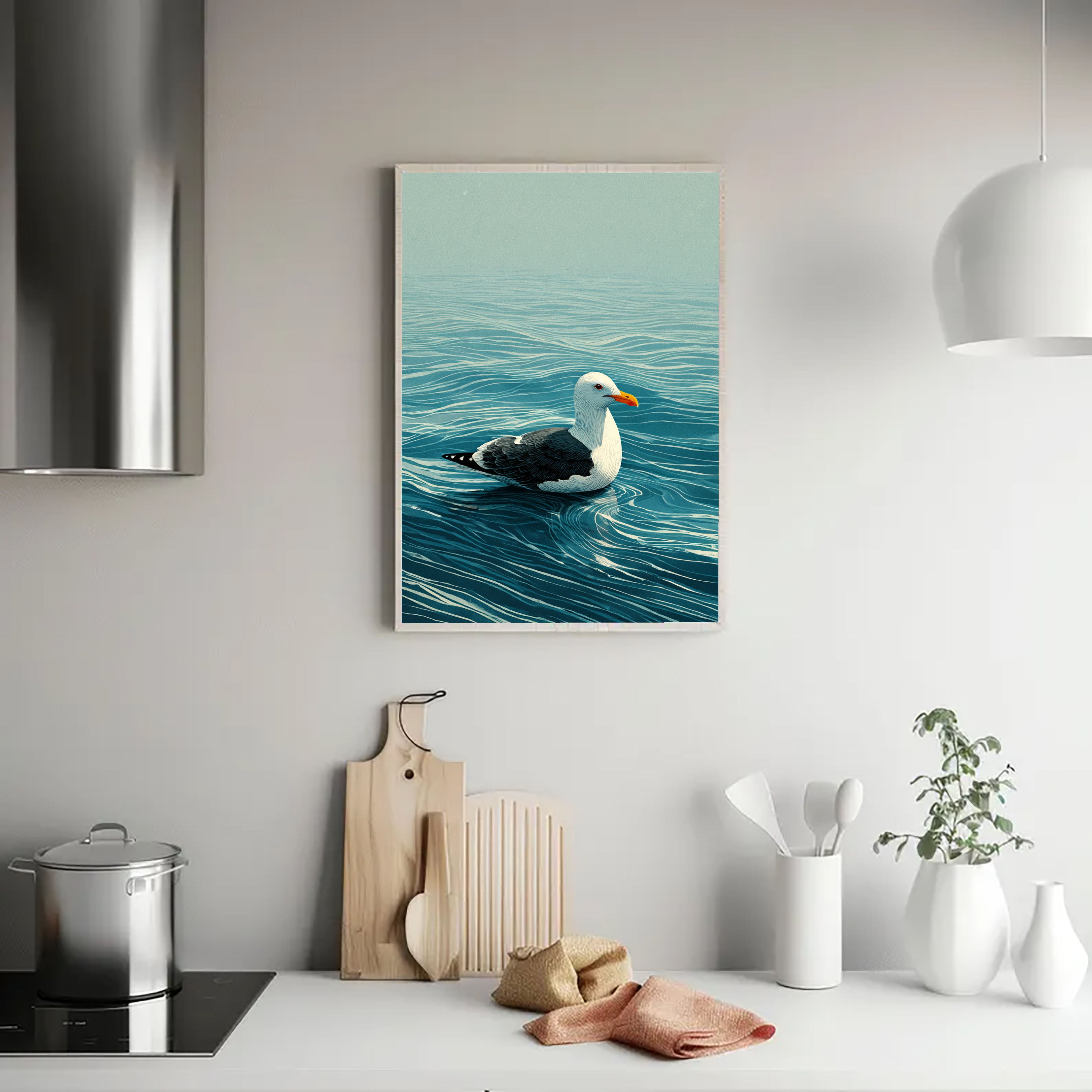 Seagull Ocean Scene Art | Coastal Calm