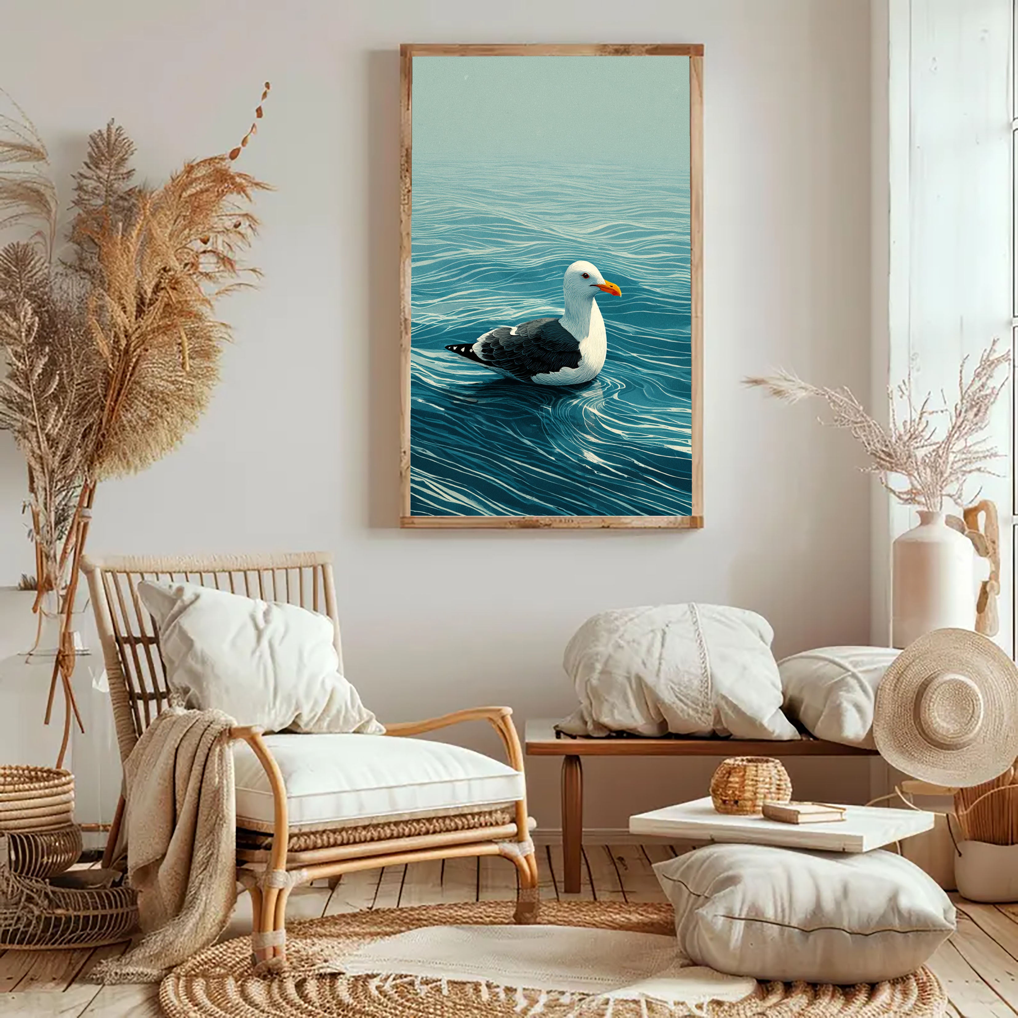 Seagull Ocean Scene Art | Coastal Calm