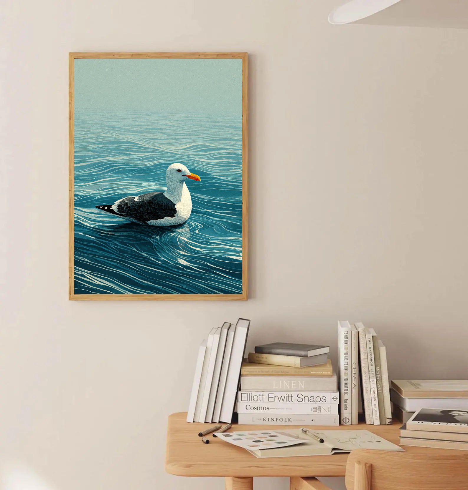 Seagull Ocean Scene Art | Coastal Calm