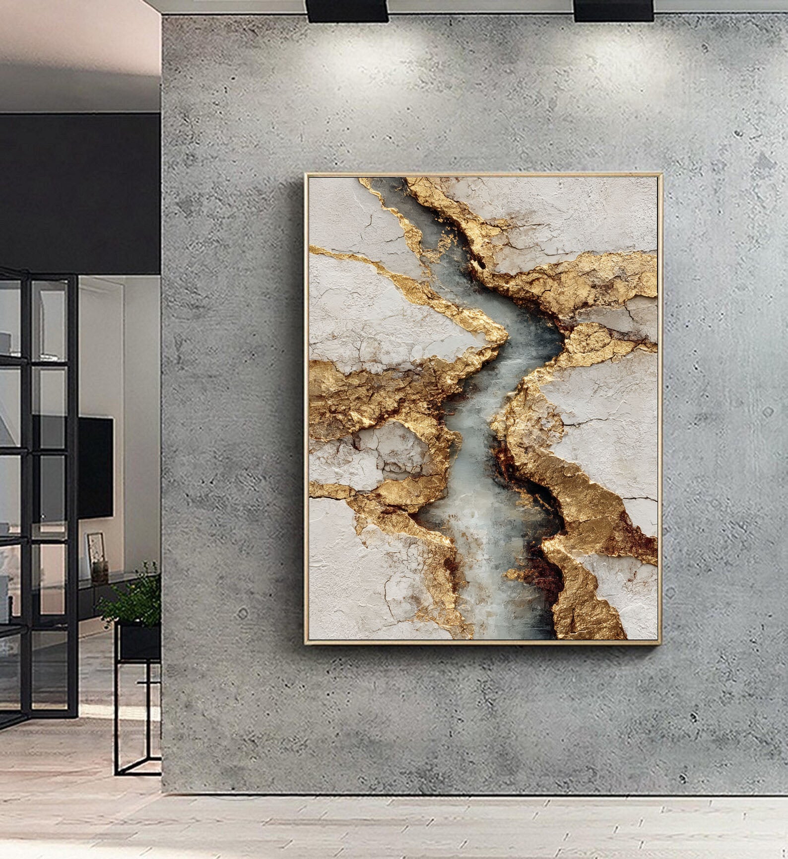 Textured Golden Veins | Gray Gold