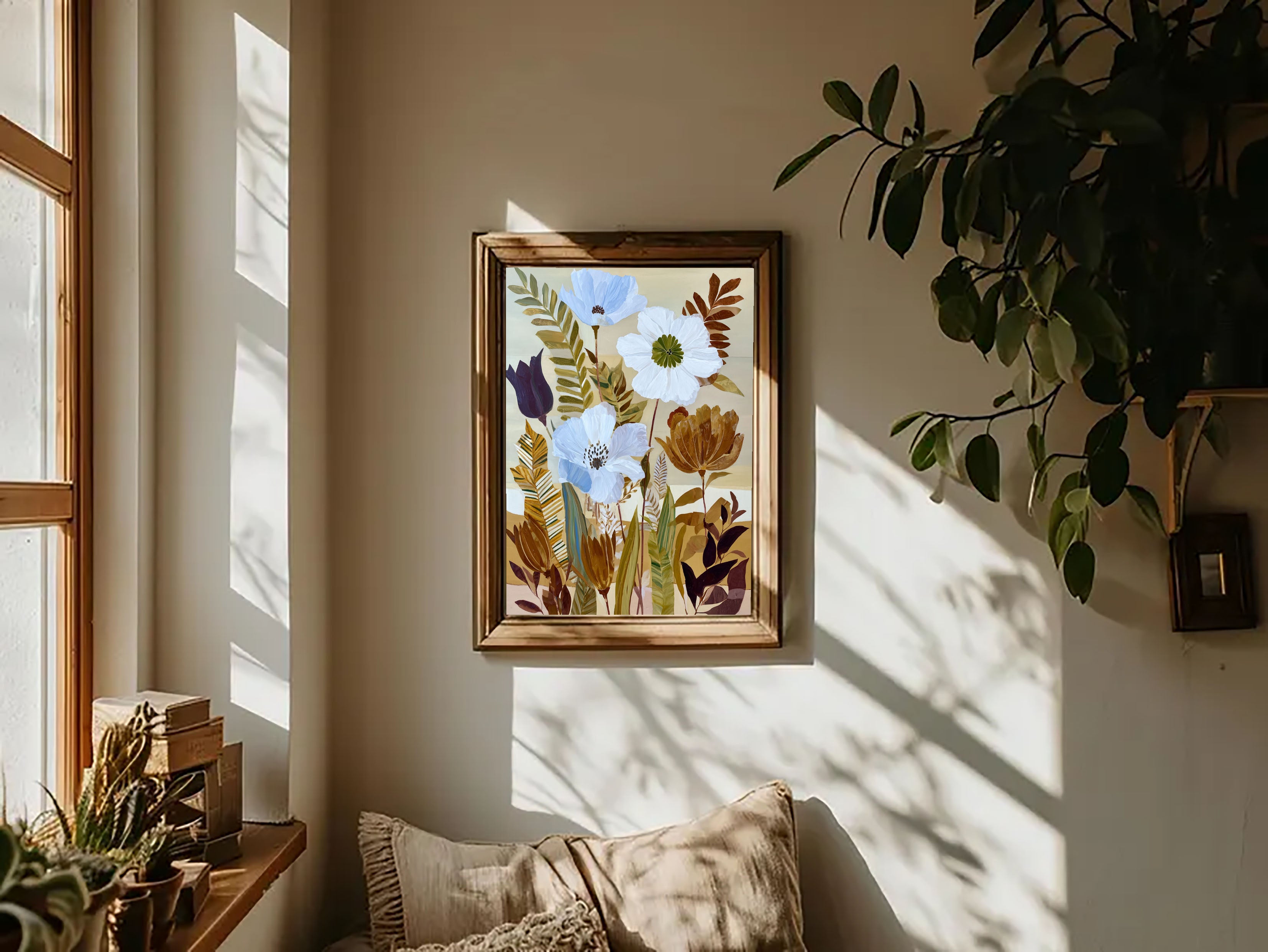 Textured Floral Harmony | Blue Brown