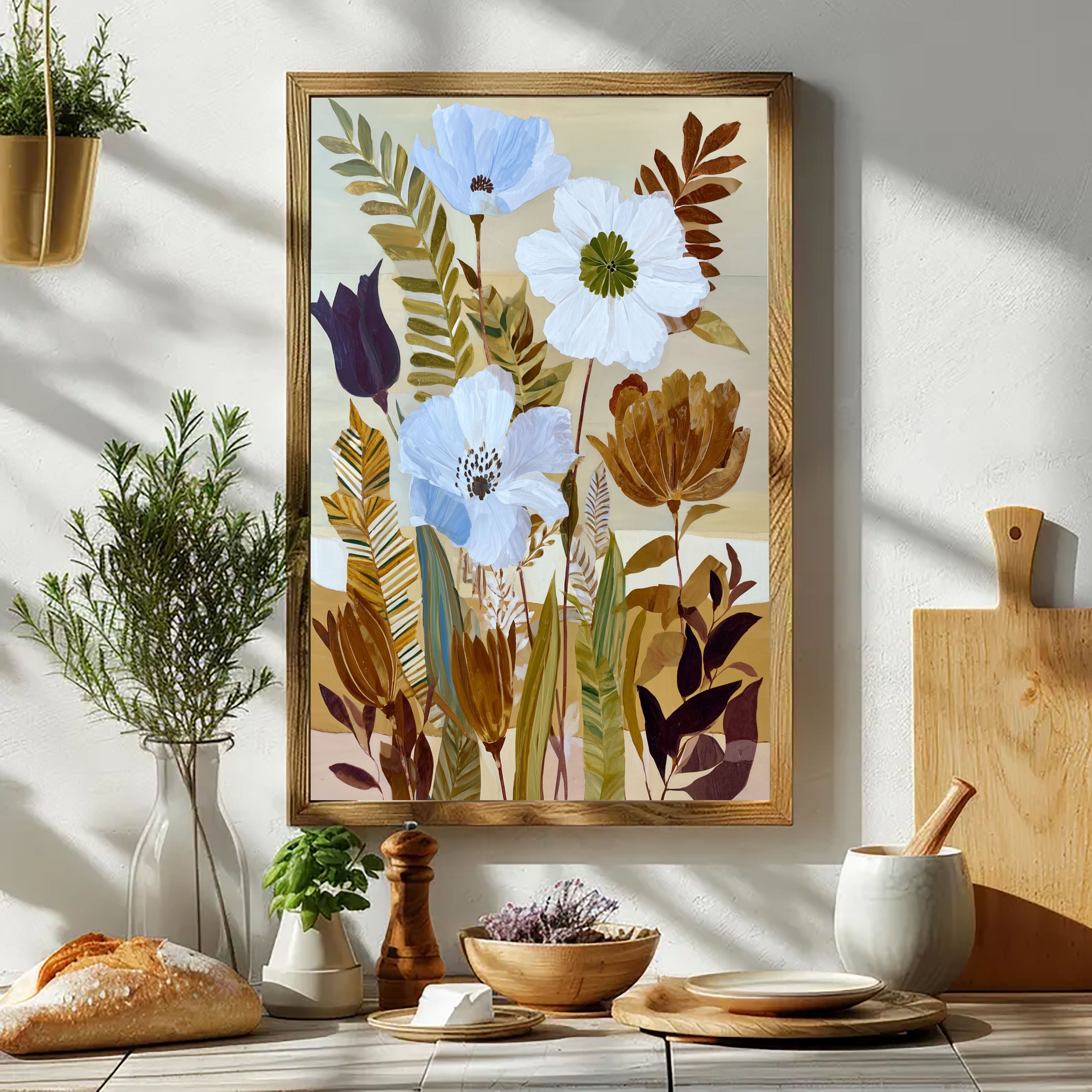 Textured Floral Harmony | Blue Brown