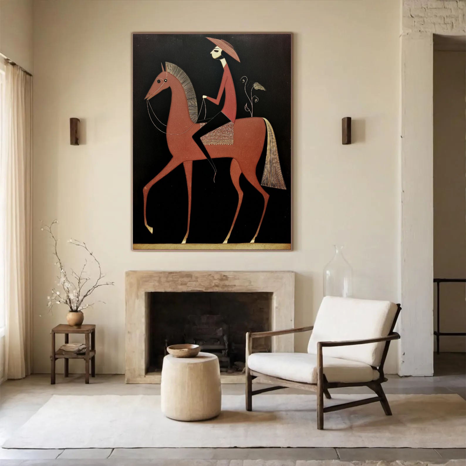 Textured Equestrian Charm | Red Black