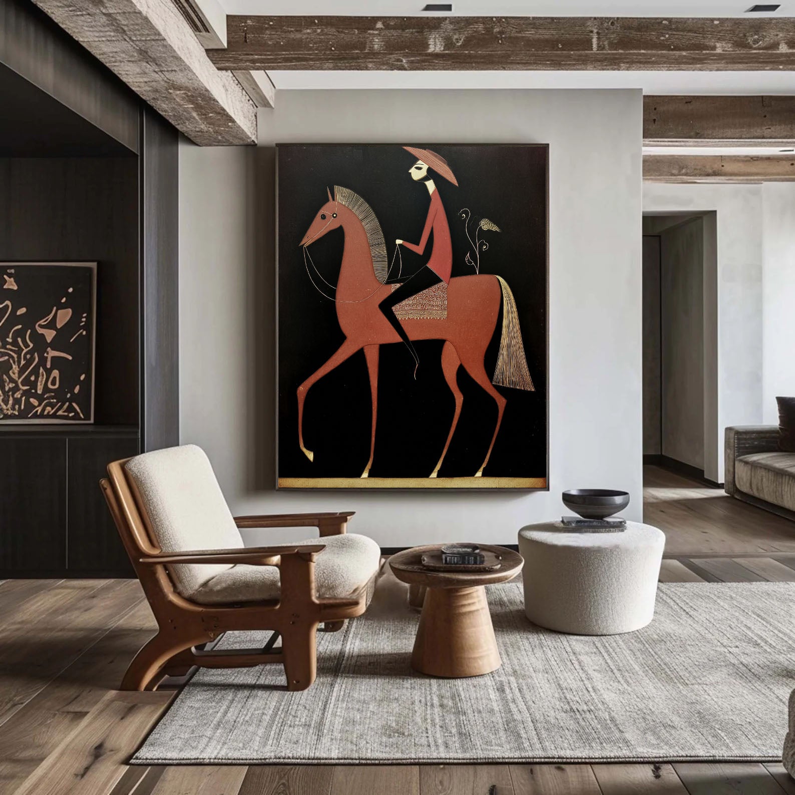 Textured Equestrian Charm | Red Black