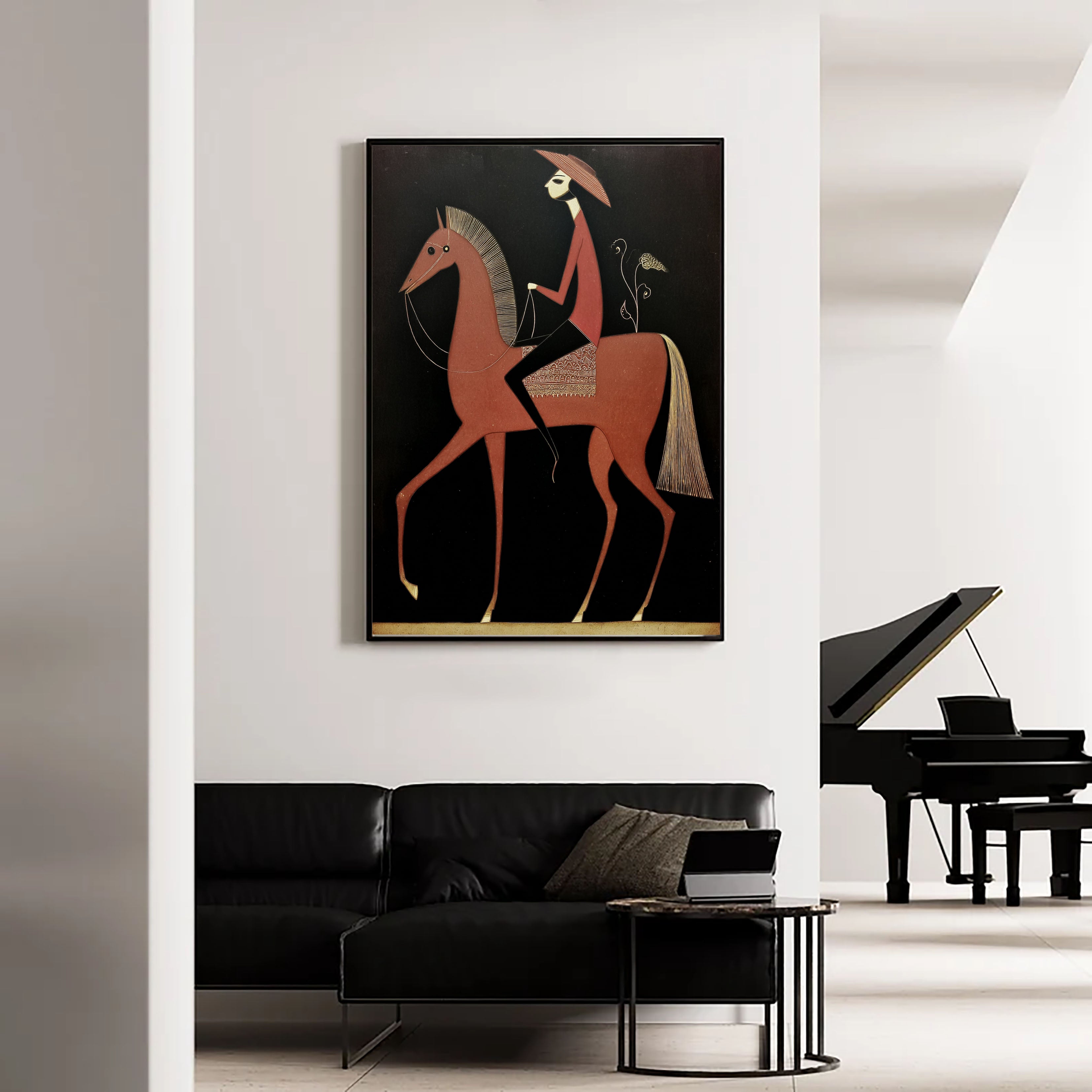 Textured Equestrian Charm | Red Black