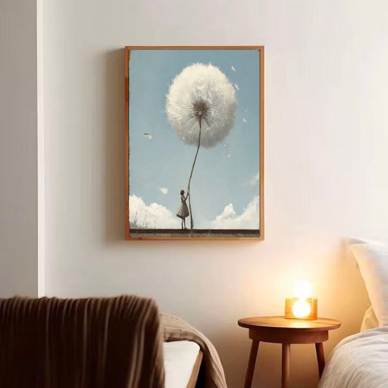 Textured Dandelion Whimsy | Blue White