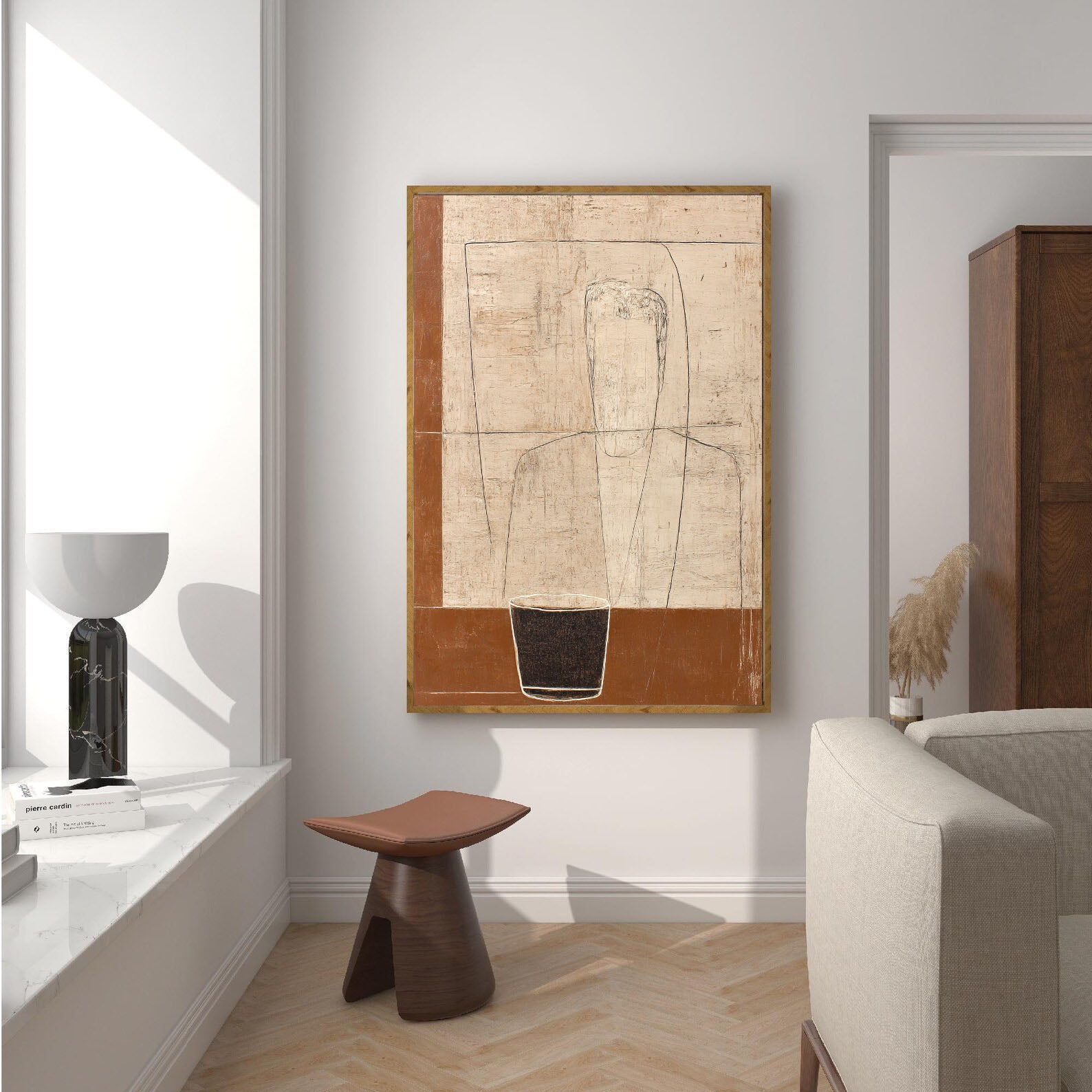 Textured Figurative Simplicity | Brown Beige