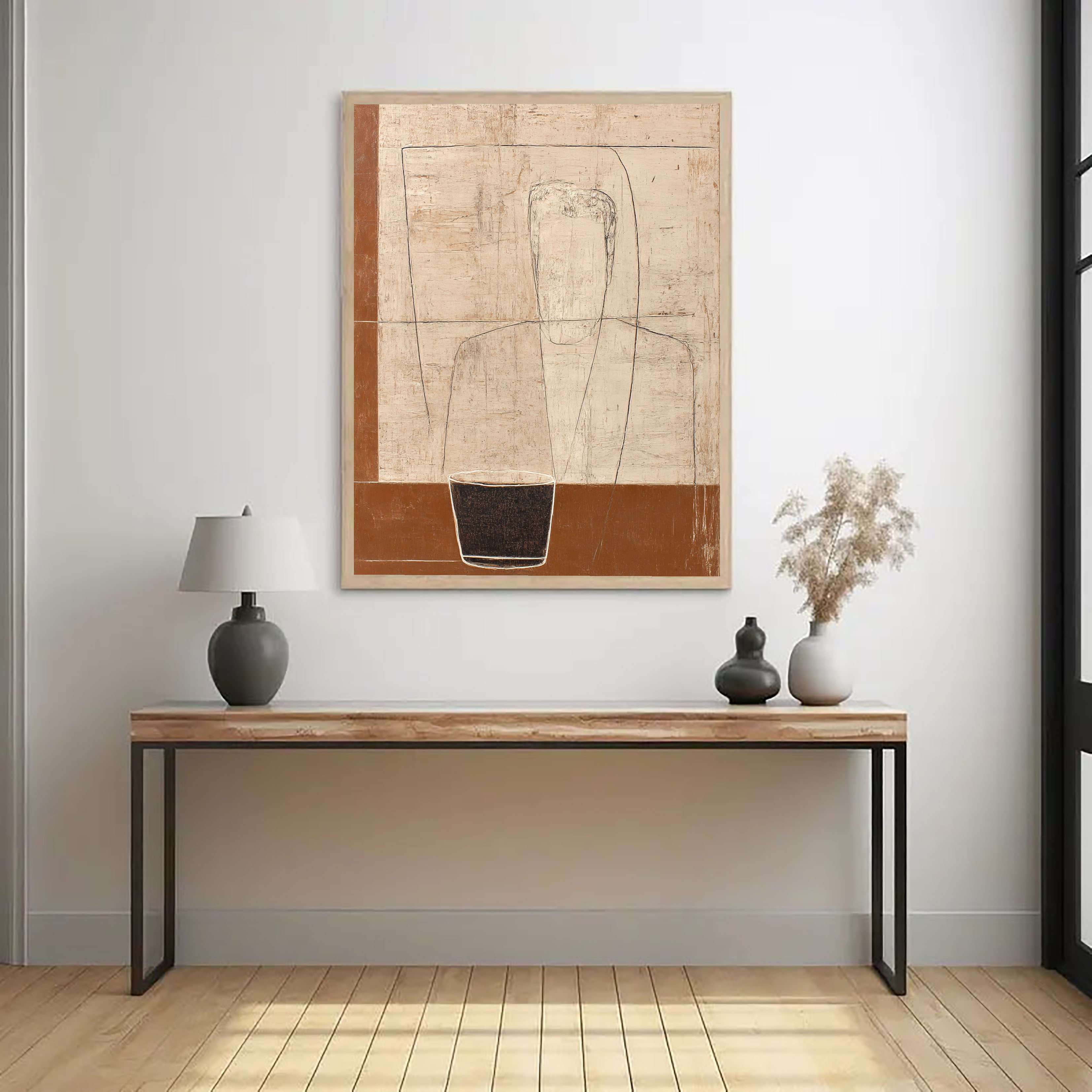 Textured Figurative Simplicity | Brown Beige